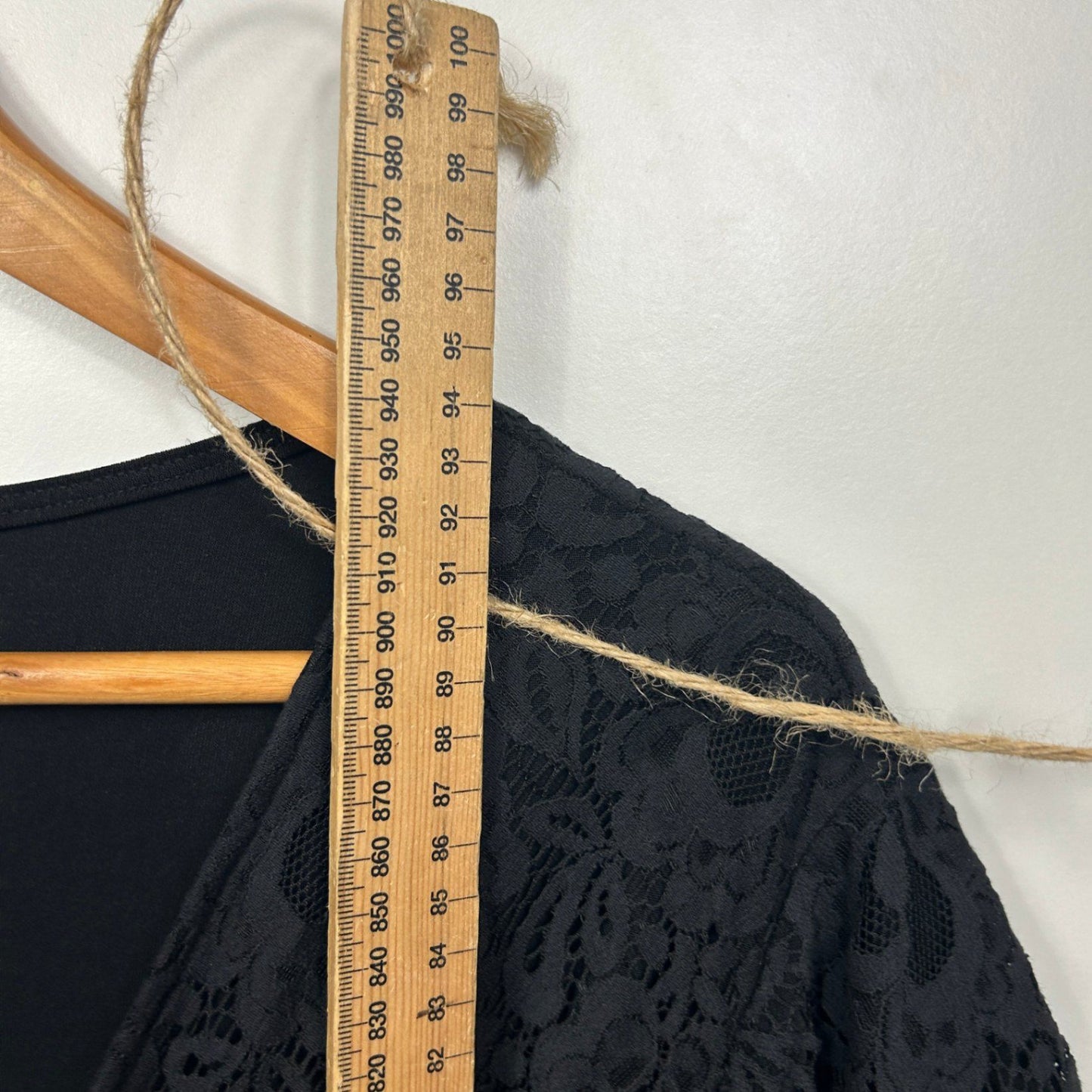 City Chic Faux Wrap Size 18 Plus Black Lace Overlay Cocktail Belted V Neck