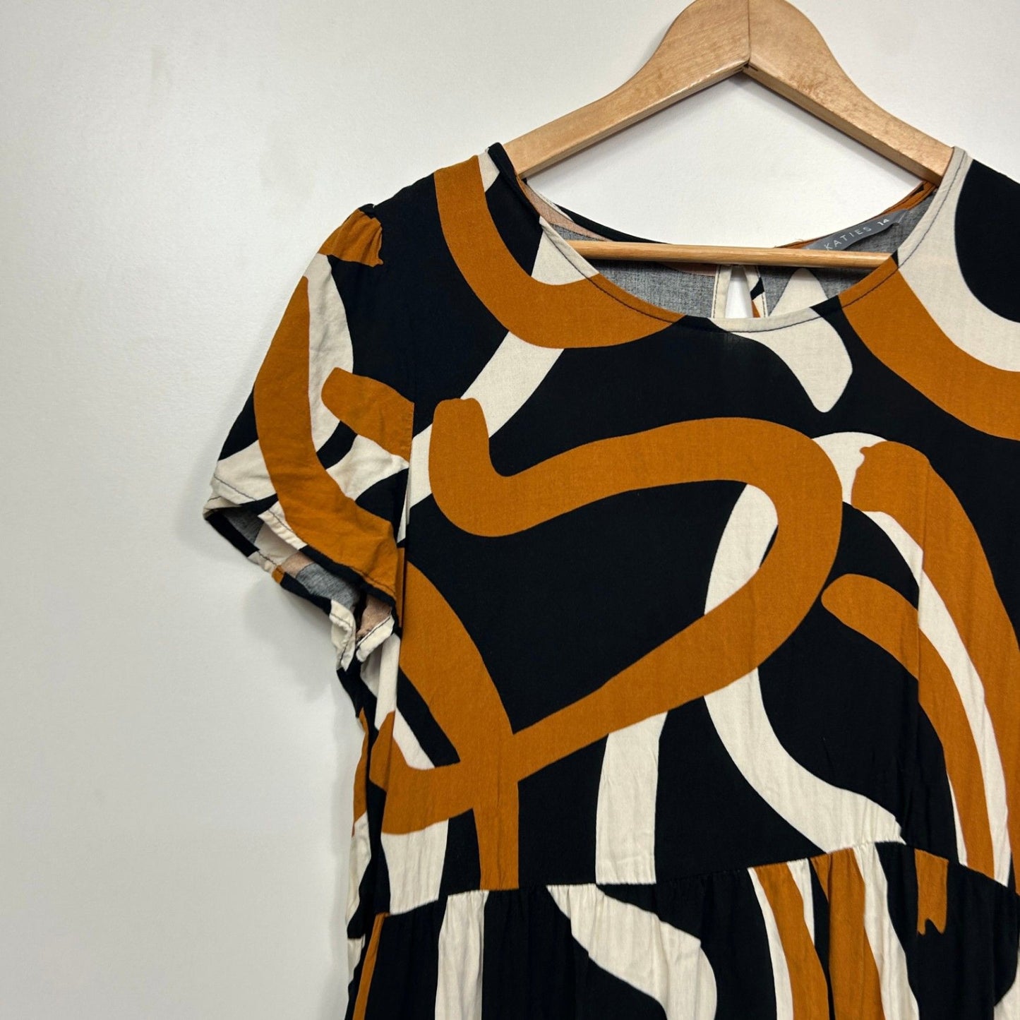 Katies Midi Dress Size 14 Viscose Short Sleeve Pockets