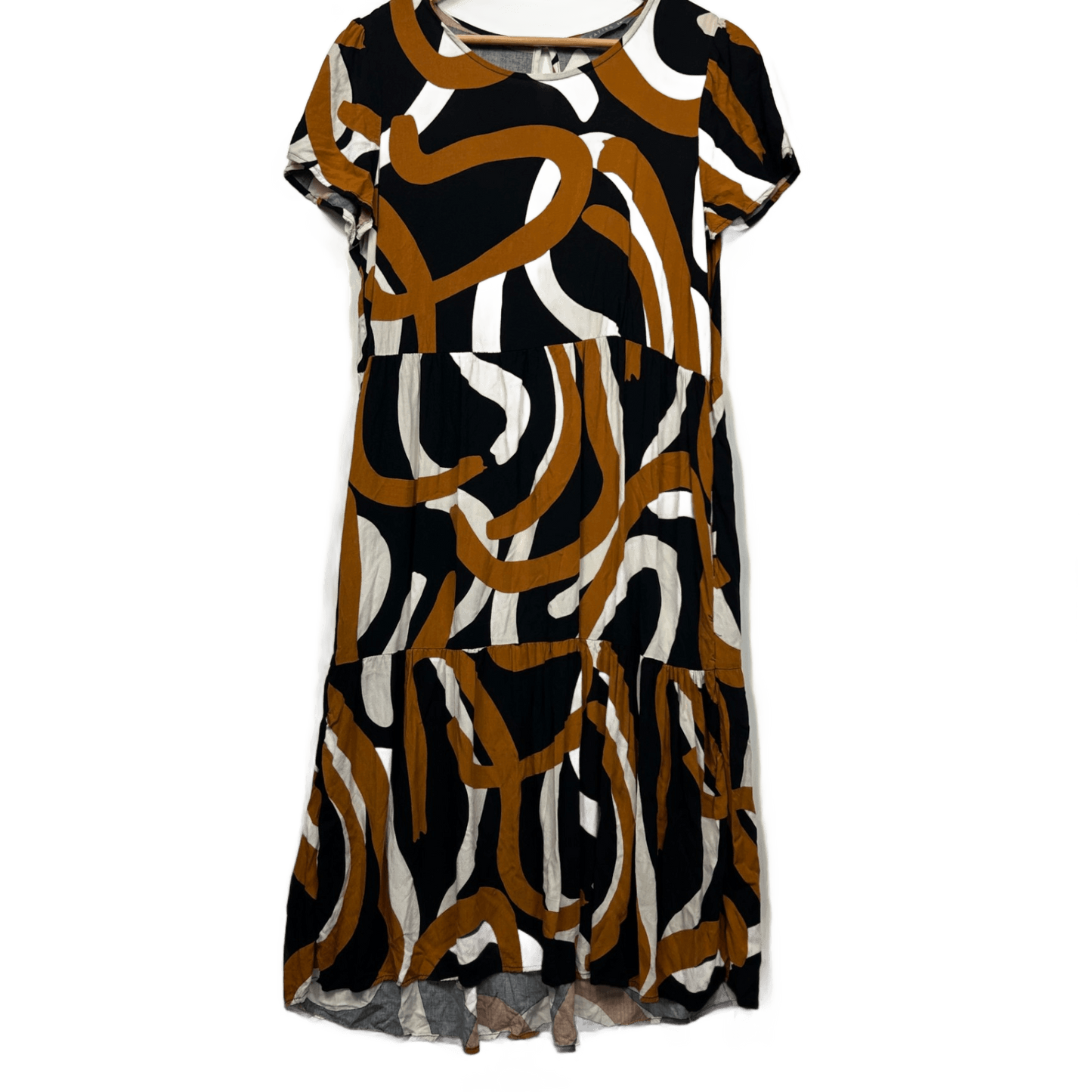Katies Midi Dress Size 14 Viscose Short Sleeve Pockets