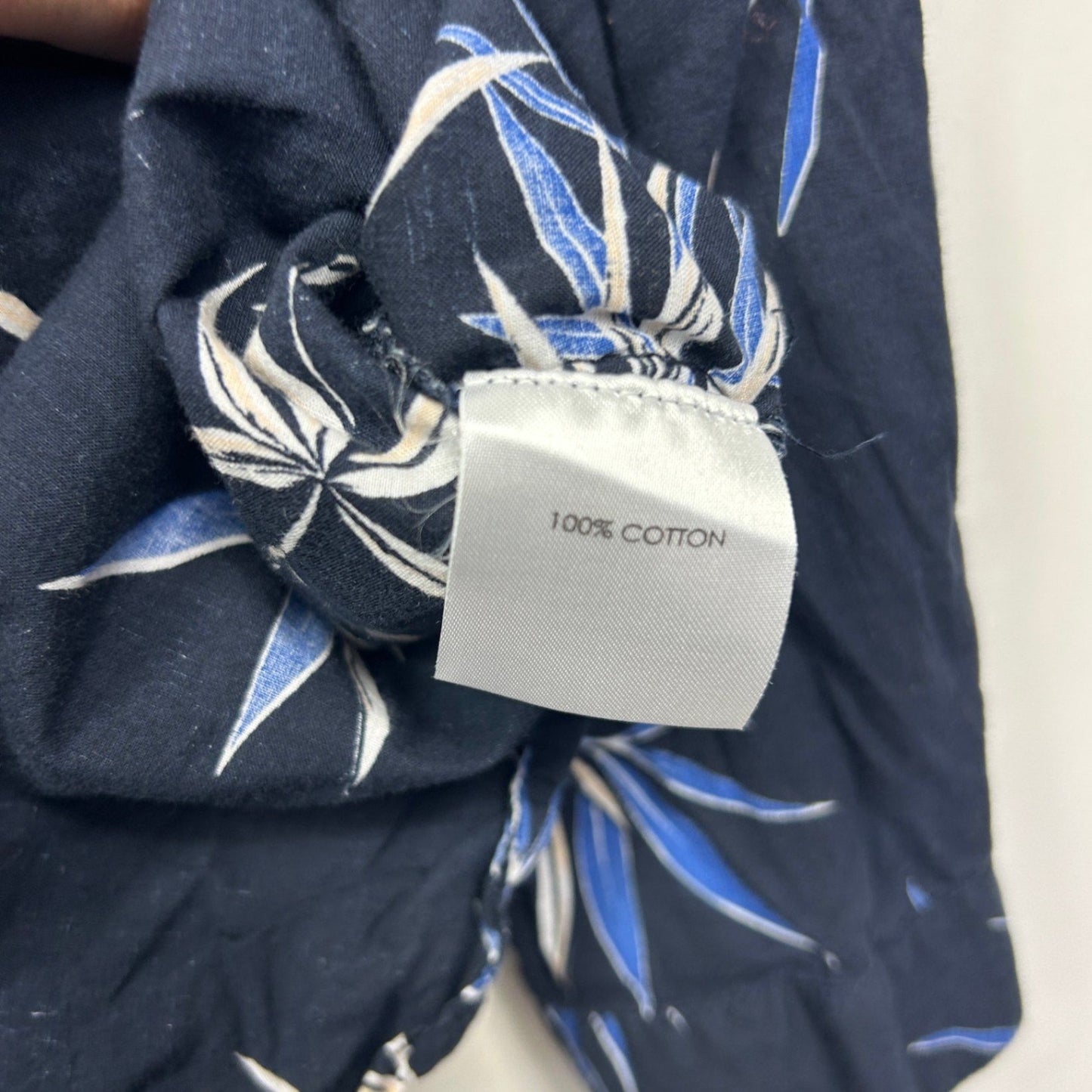 Autograph Top Blouse Size 24 26 Blue Long Sleeve Floral Button Up Roll Tab Sleeve Pleated