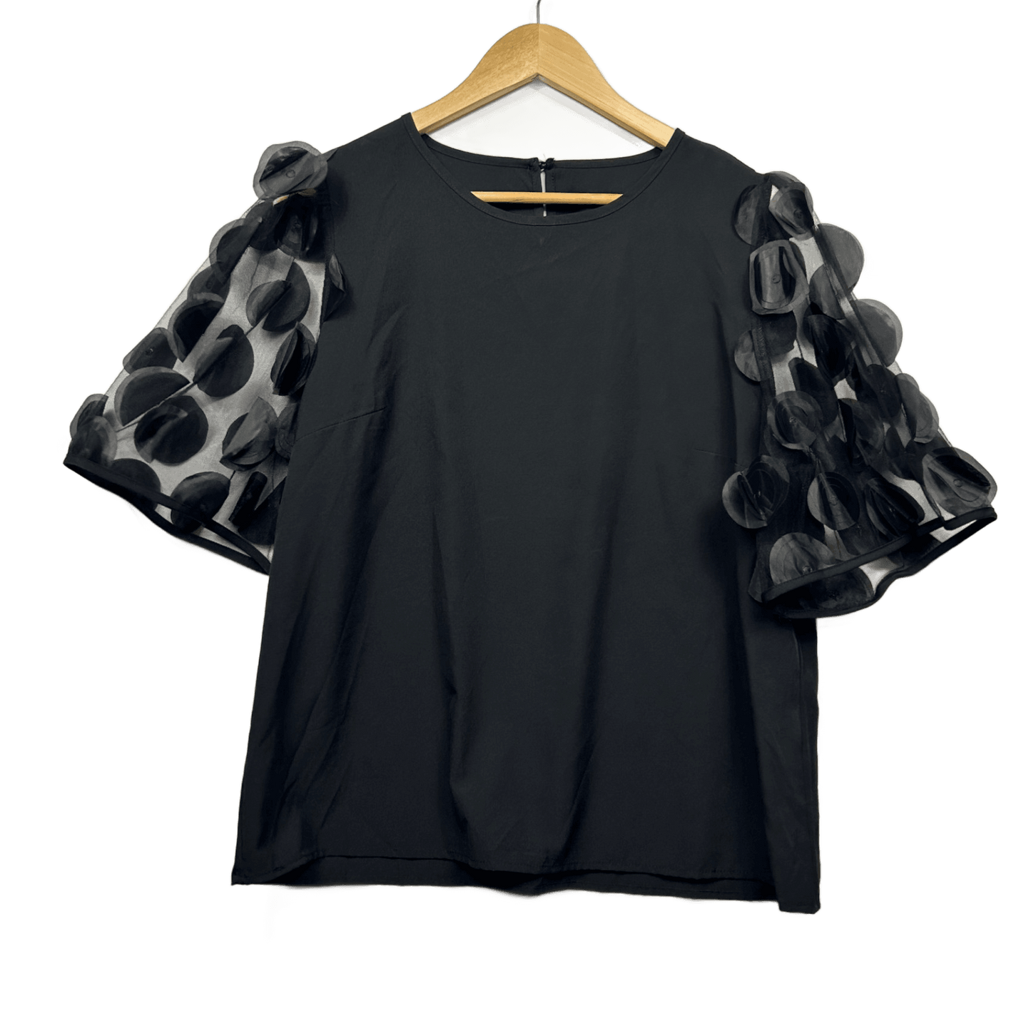 SHEIN Black Top Size 14 16 XL Mesh Short Sleeve