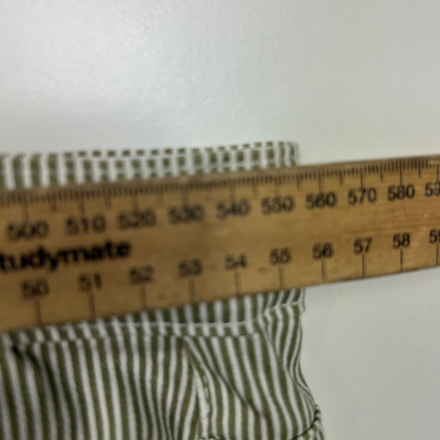 Beme Bermuda Shorts Size 26 Green White Pockets Cotton Striped Elastic Waist