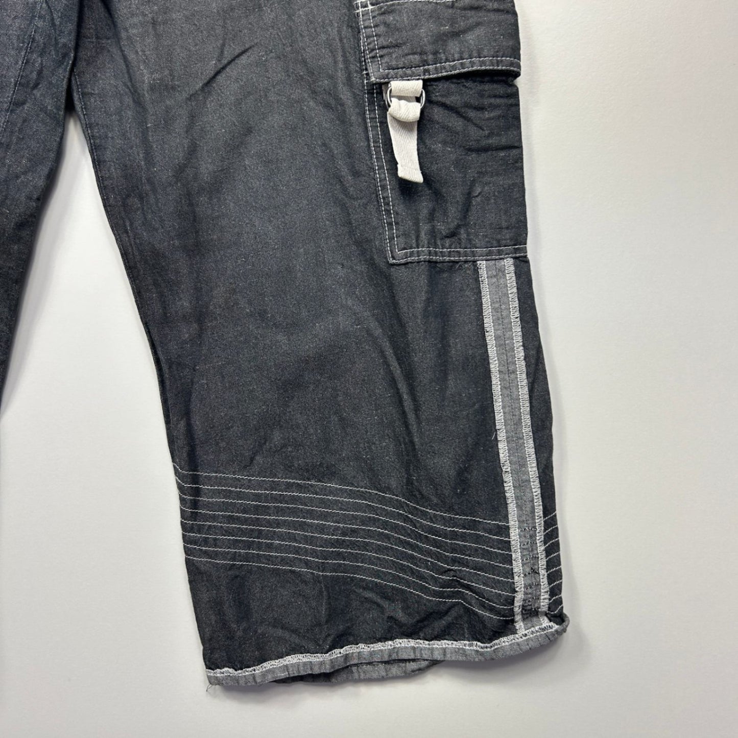 Taking Shape Cargo Cropped Pants Grey Linen Blend Size 14 Zip Fly