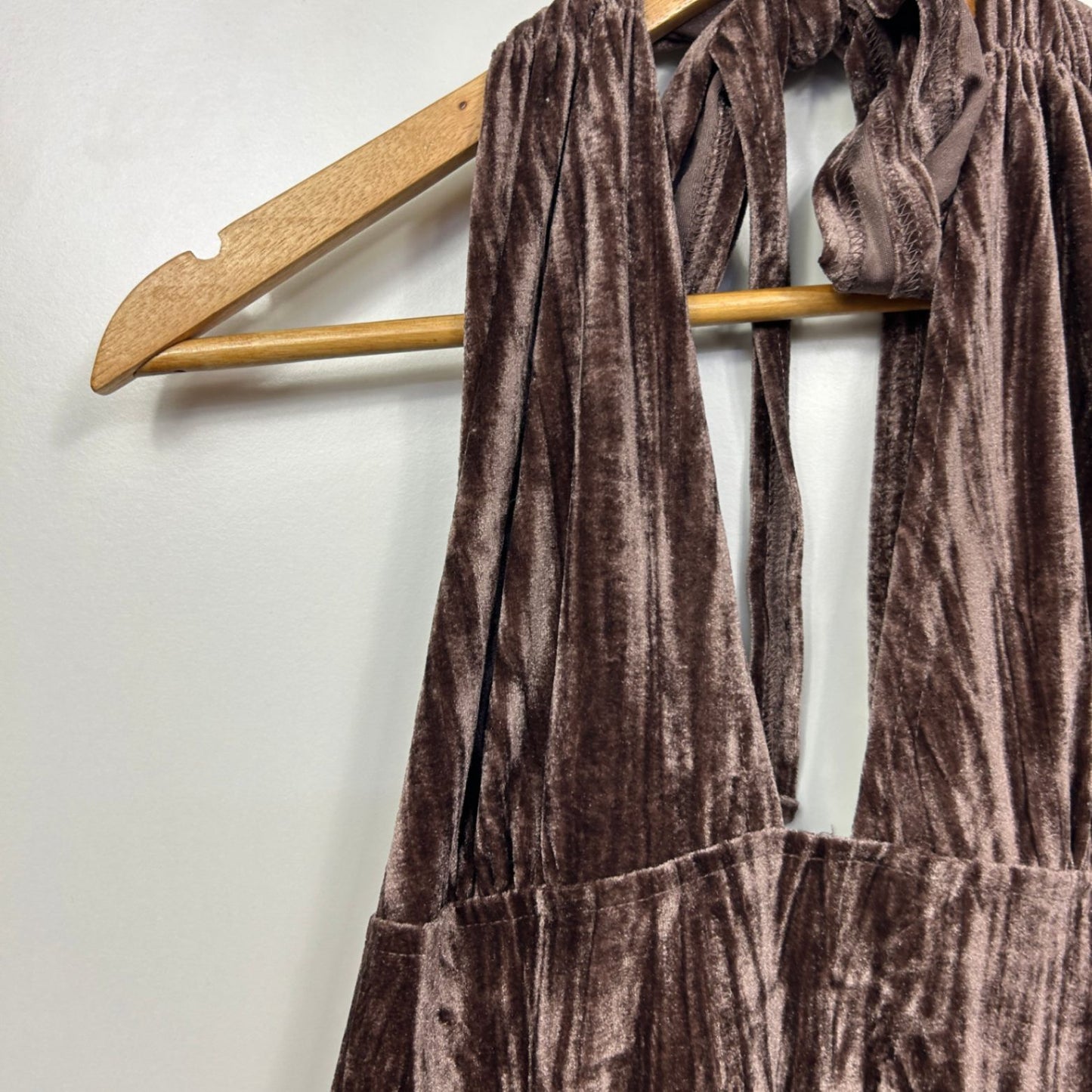 Tree of Life Velvet Chocolate Boho Dress Size 14 16 Large Halter Neck Sleeveless