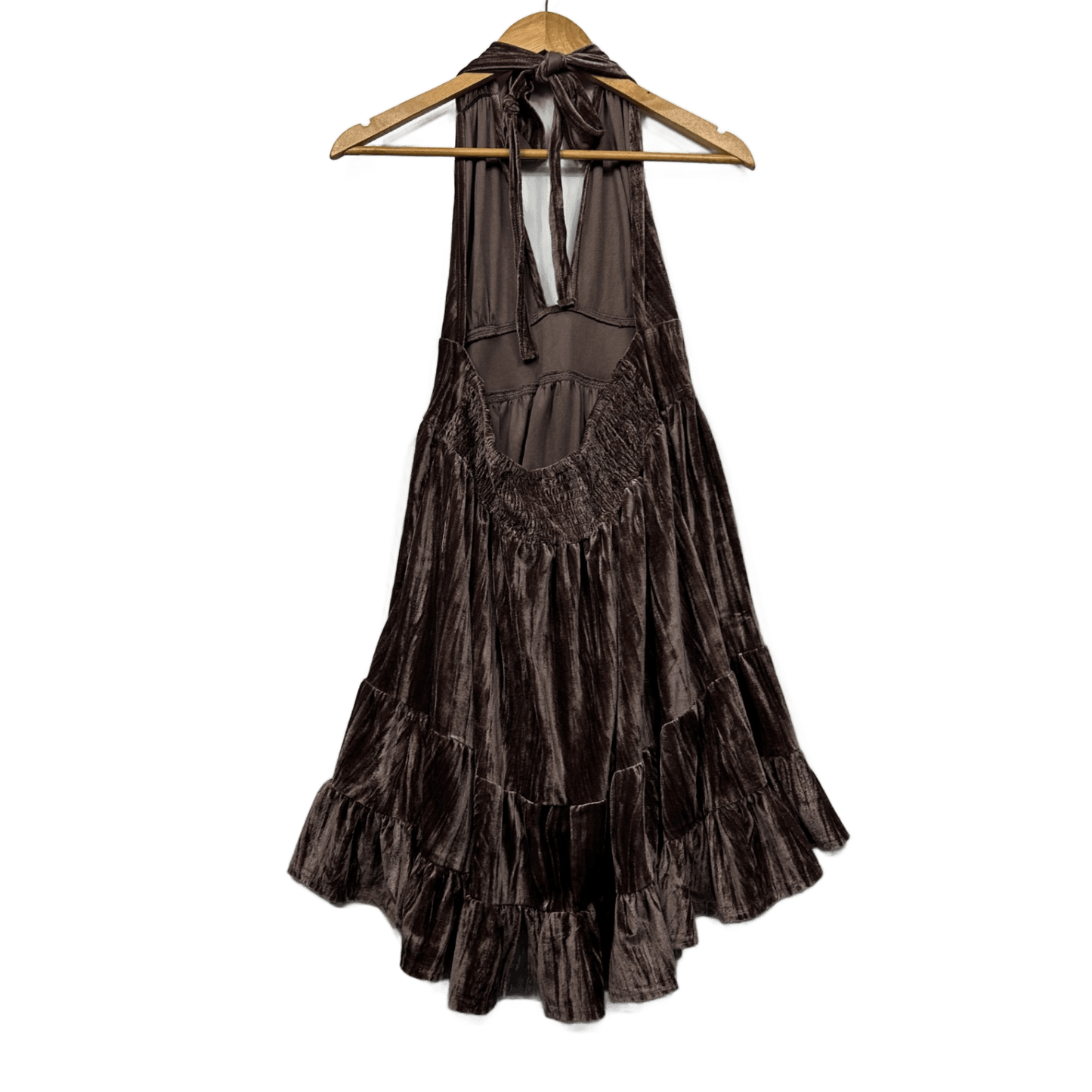 Tree of Life Velvet Chocolate Boho Dress Size 14 16 Large Halter Neck Sleeveless