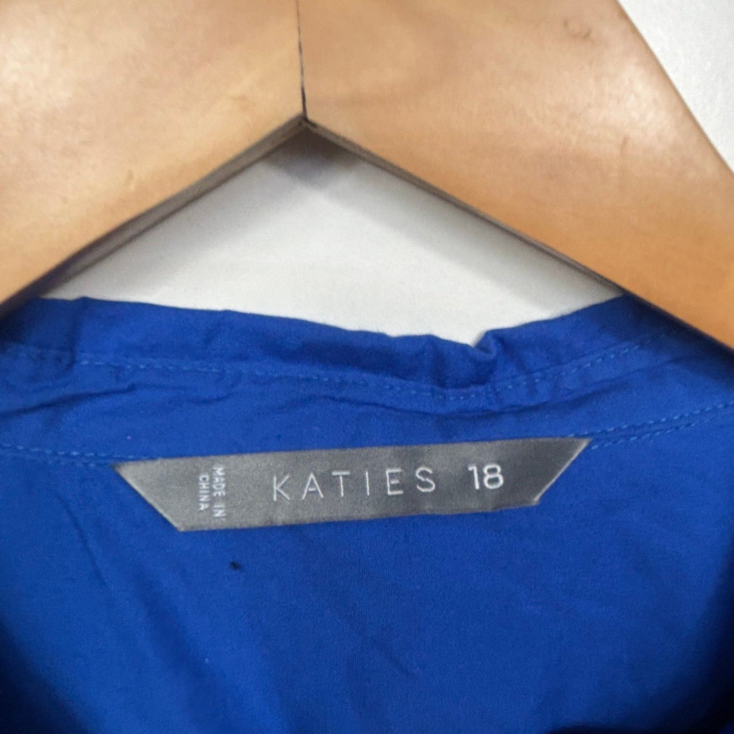 Katies Top Shirt Size 18 Blue Button Up Roll Tab Sleeve Cotton