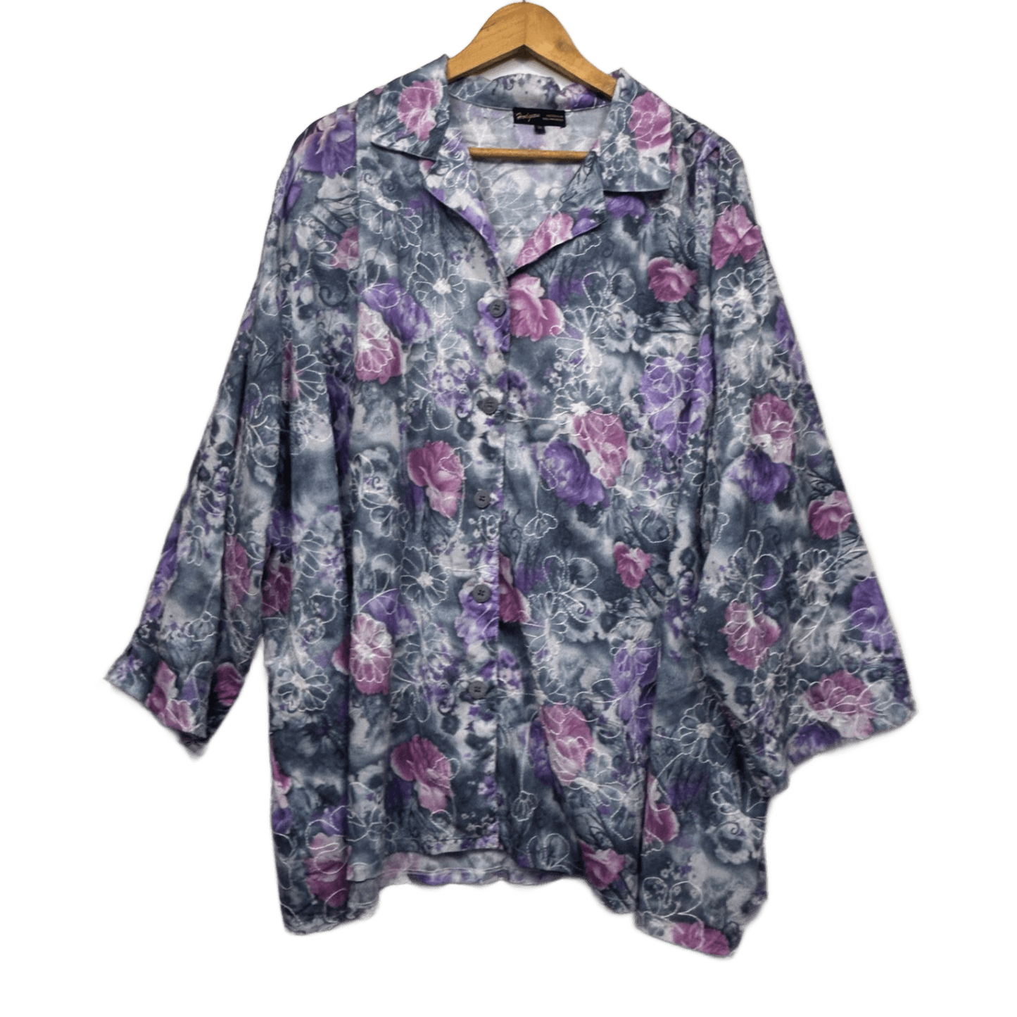 Hodgson Button Up Top Size 34 Multicoloured Floral Long Sleeve Embroidered Cotton Blend