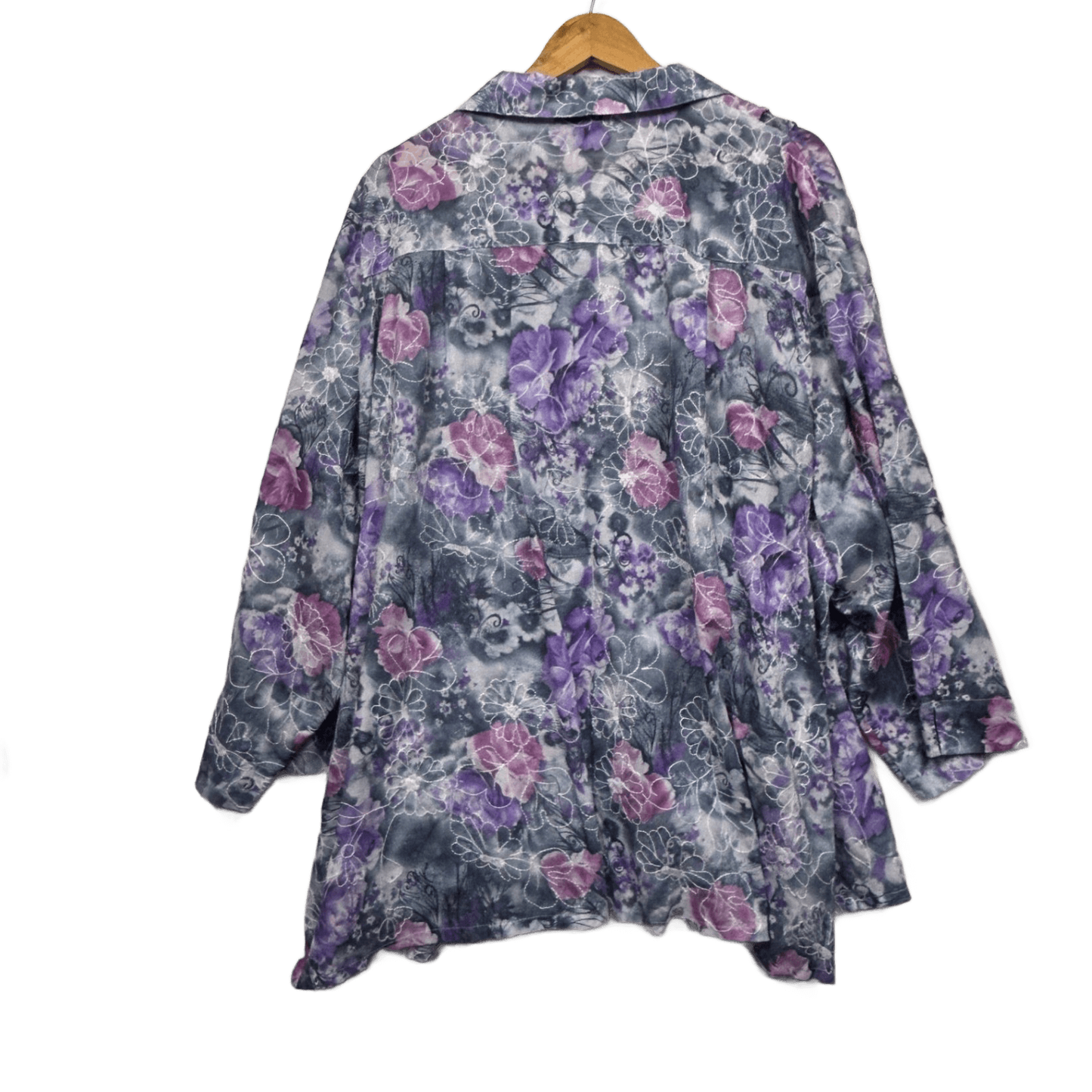 Hodgson Button Up Top Size 34 Multicoloured Floral Long Sleeve Embroidered Cotton Blend