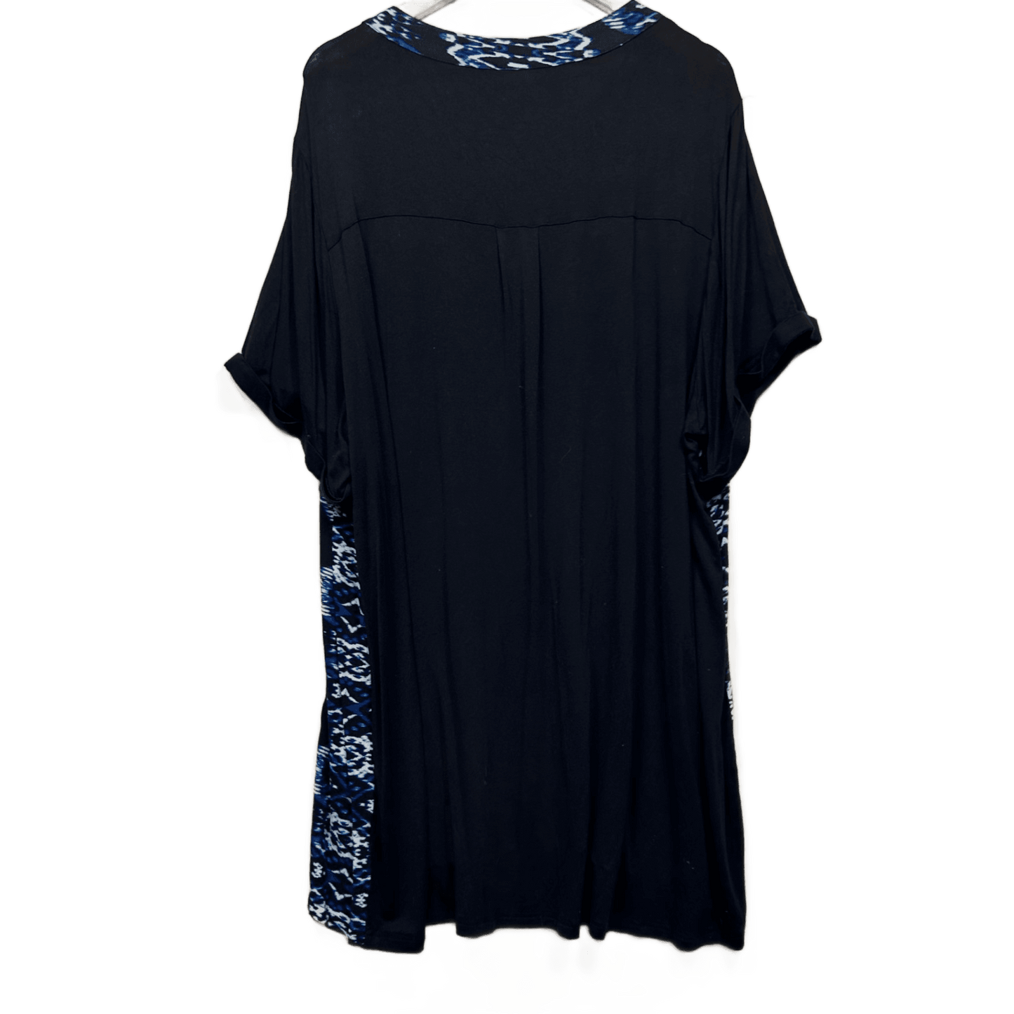 Autograph Tunic Top Size 26 Black Blue Short Sleeve Viscose Blend