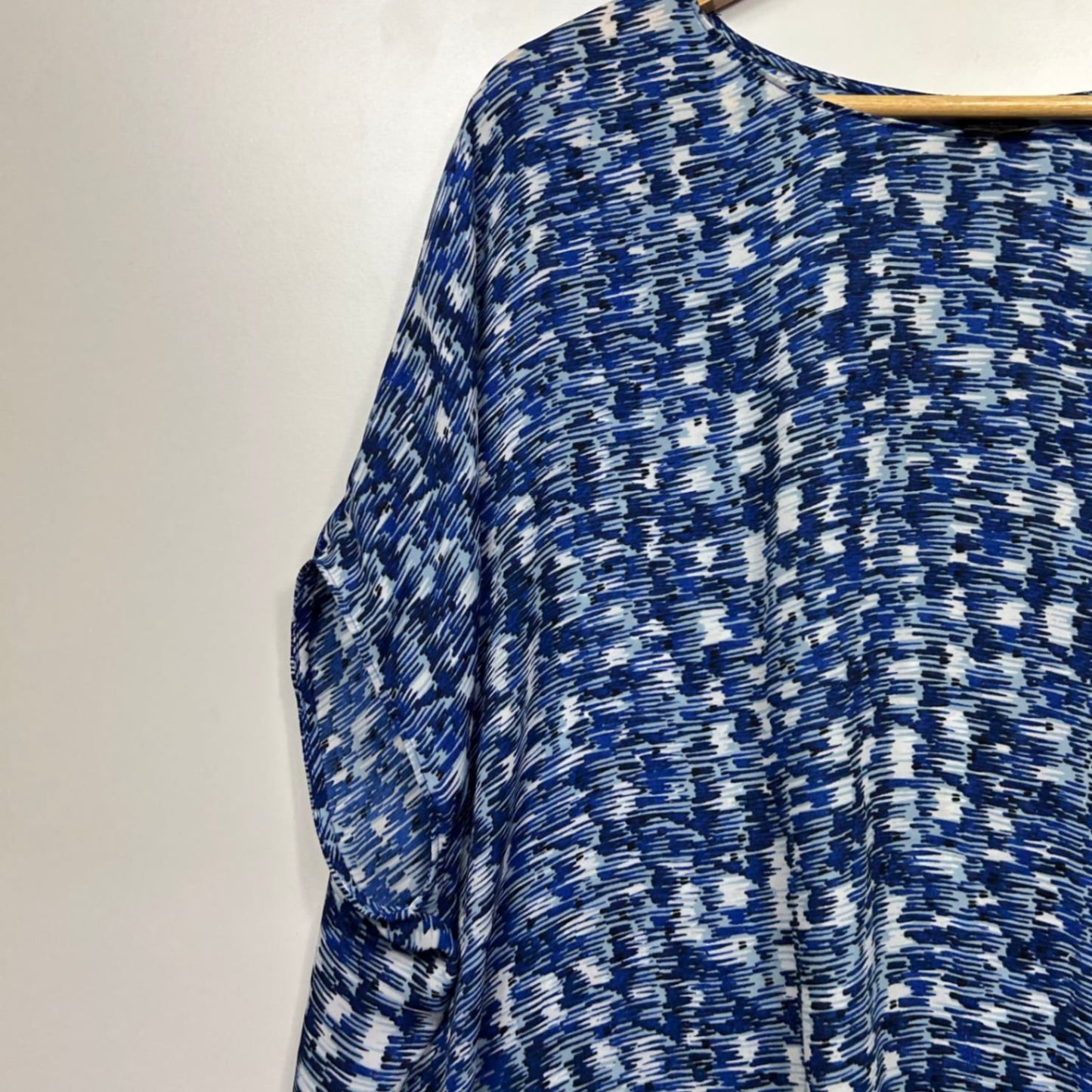 David Lawrence Kaftan Top Size 16 Blue Short Sleeve
