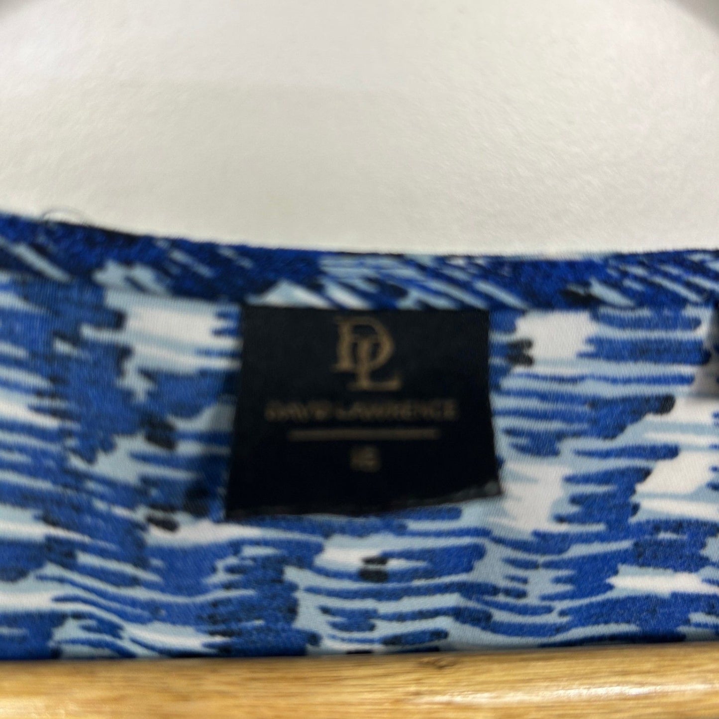 David Lawrence Kaftan Top Size 16 Blue Short Sleeve