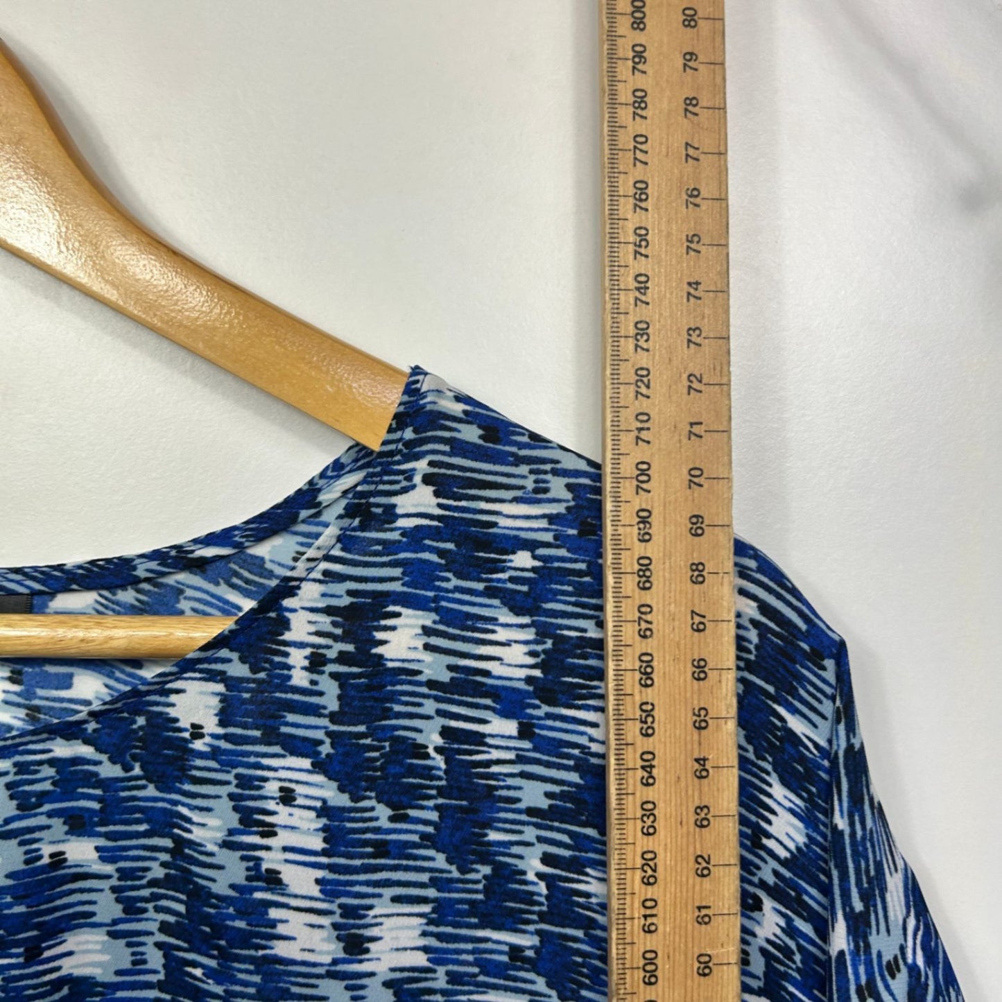 David Lawrence Kaftan Top Size 16 Blue Short Sleeve