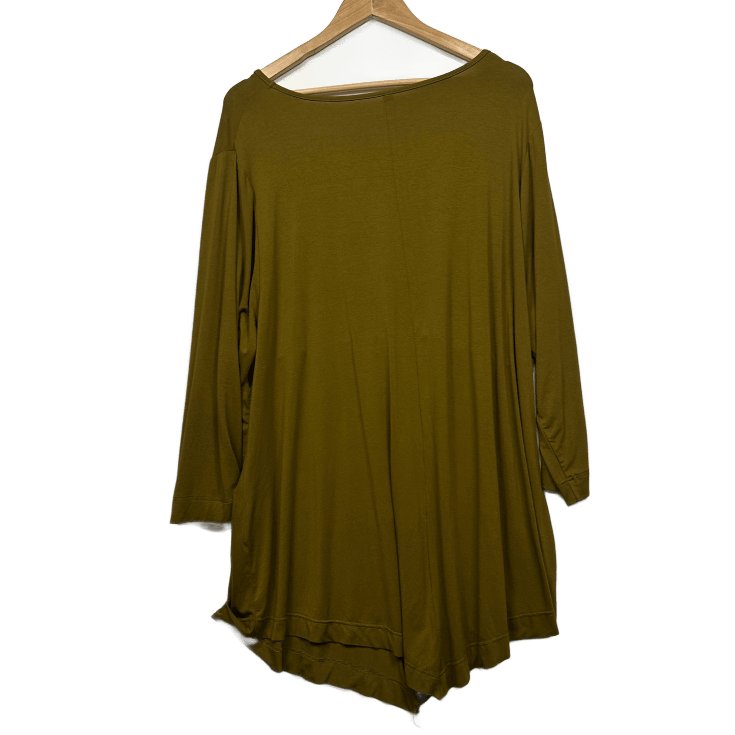 Taking Shape Tunic Top Size 22 24 Olive Long Sleeve Asymmetric Hem