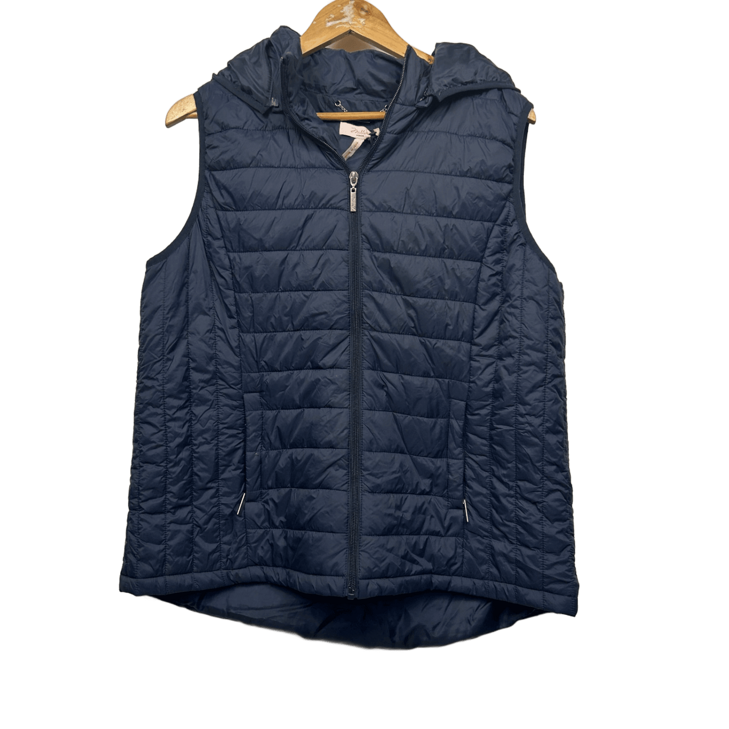 Millers Puffer Vest Size 18 Navy Full Zip Up Sleeveless Hooded