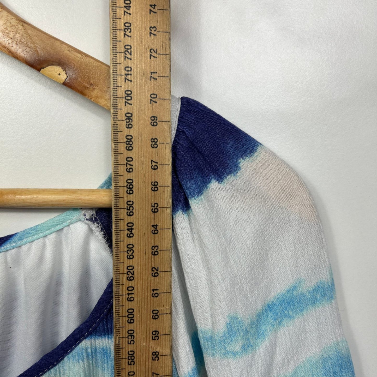 Beme Blouse Top Size 18 Short Sleeve Blue White Lined