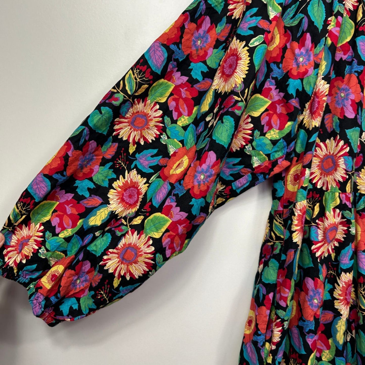 She Street Maxi Dress Size 14 16 Multicoloured Floral Pockets Long Sleeve Flowy