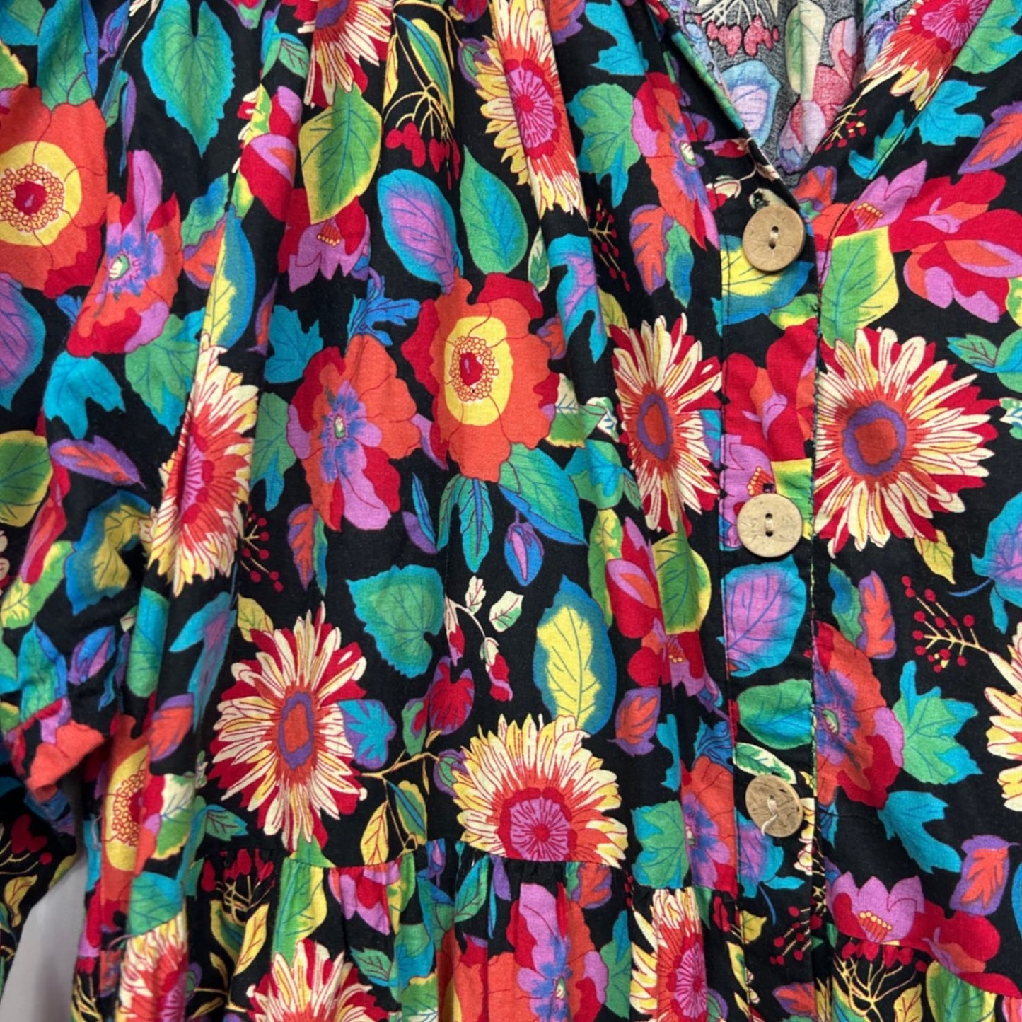 She Street Maxi Dress Size 14 16 Multicoloured Floral Pockets Long Sleeve Flowy