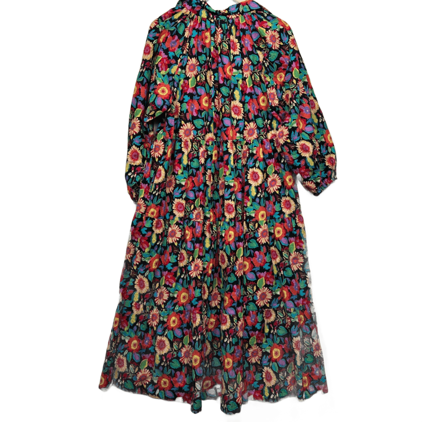 She Street Maxi Dress Size 14 16 Multicoloured Floral Pockets Long Sleeve Flowy