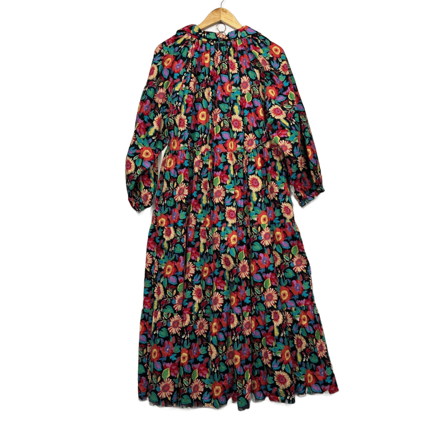 She Street Maxi Dress Size 14 16 Multicoloured Floral Pockets Long Sleeve Flowy