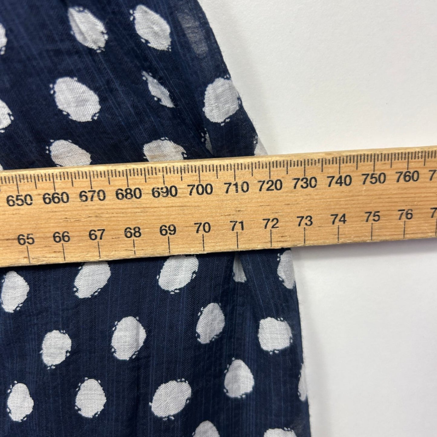 Autograph Maxi Dress Size 26 Navy Polka Dots Short Sleeve Pockets Lined Viscose Button Up