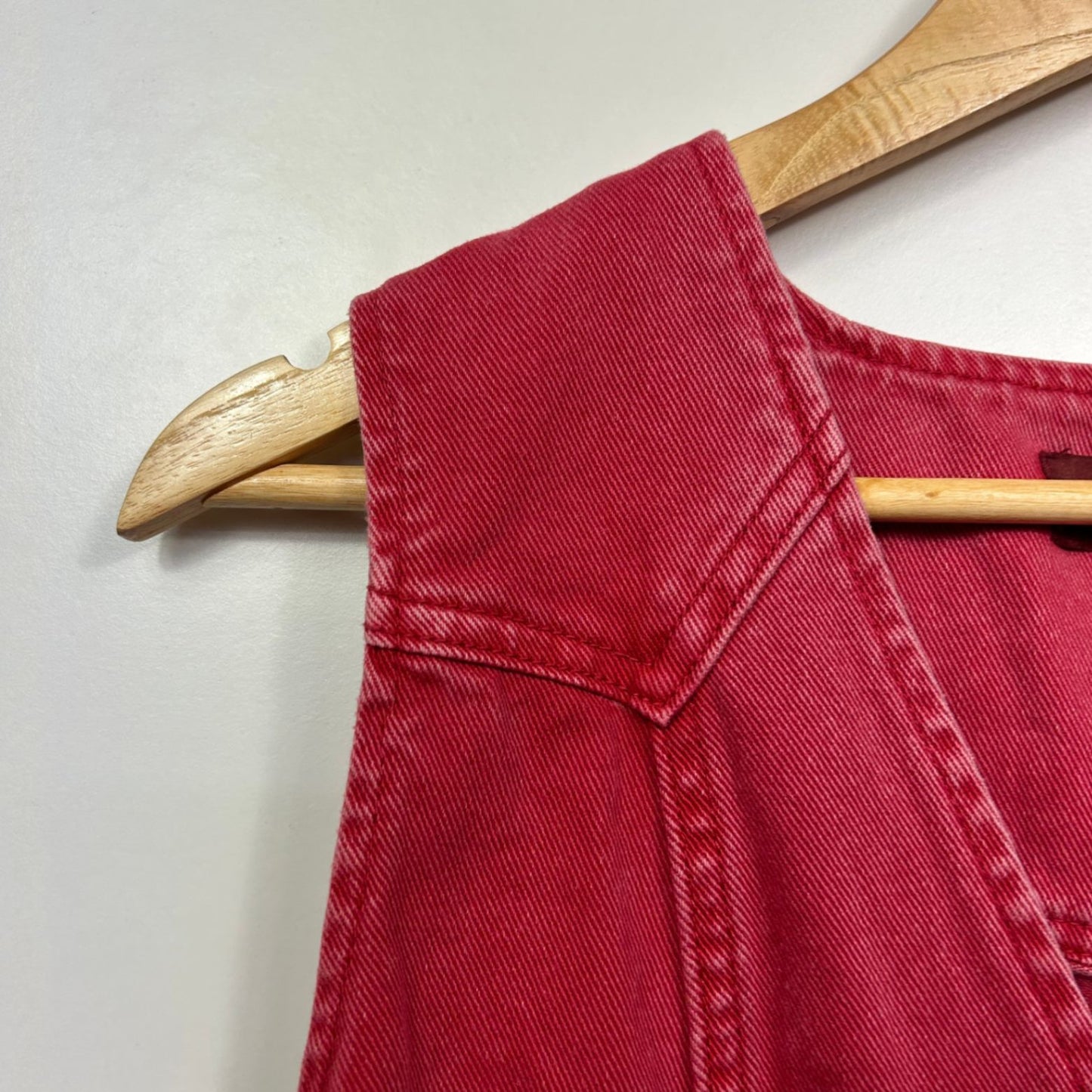 Ringers Western Sleeveless Denim Vest Size 18 Plus Red Pink Waistcoat Cotton