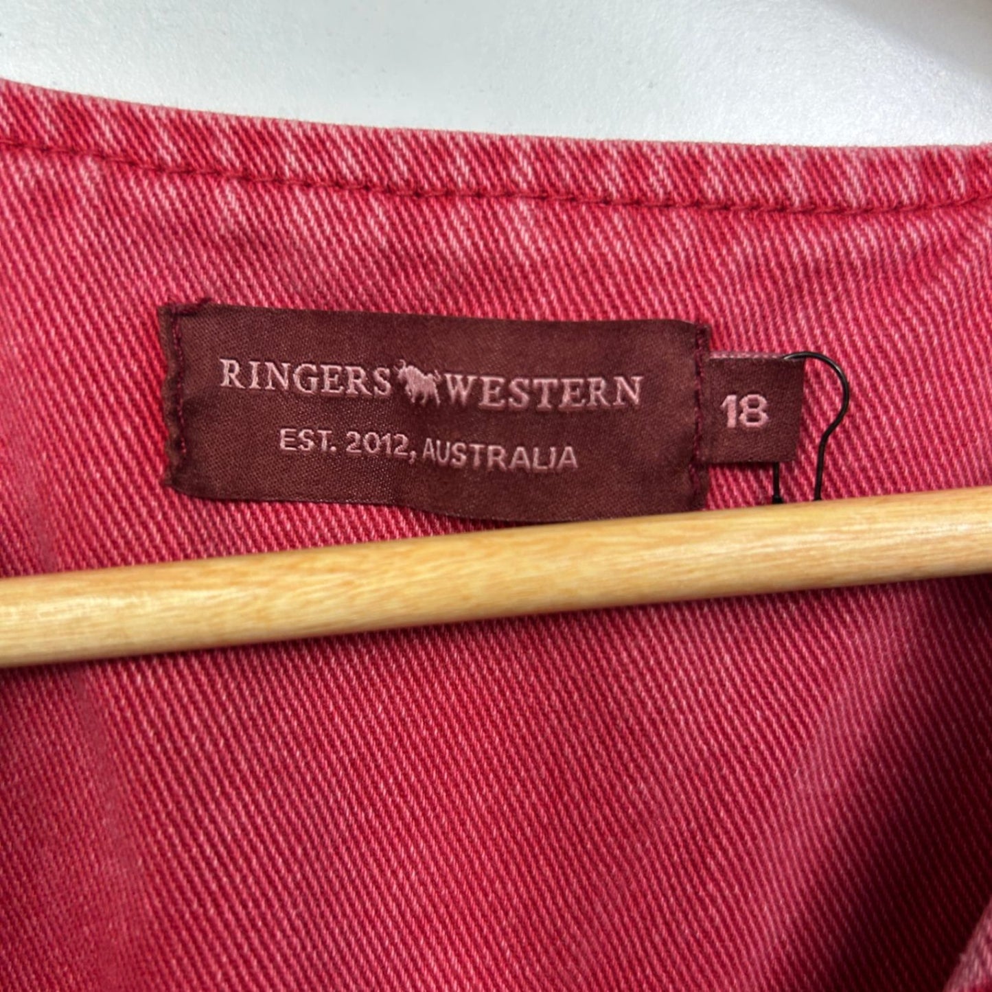 Ringers Western Sleeveless Denim Vest Size 18 Plus Red Pink Waistcoat Cotton