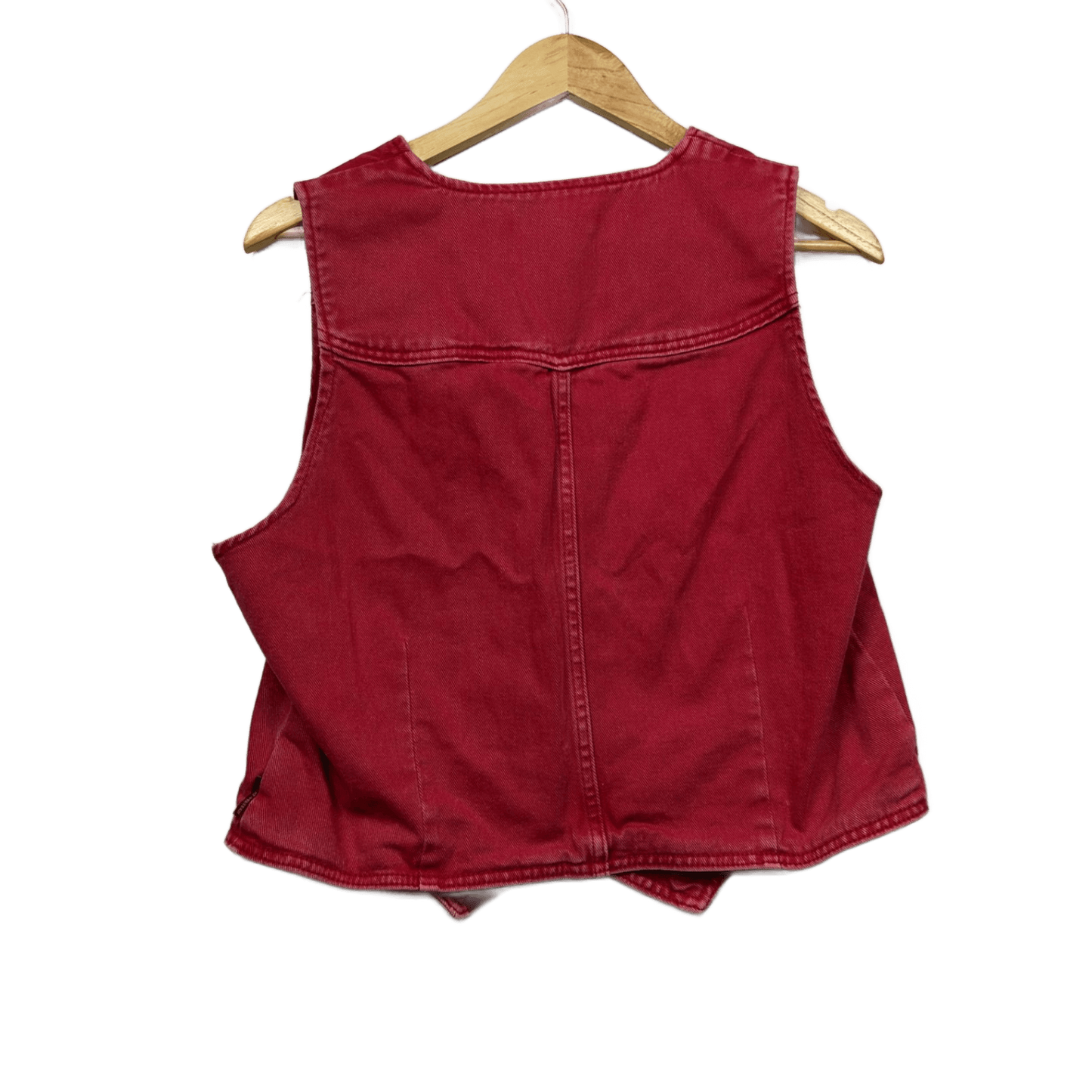 Ringers Western Sleeveless Denim Vest Size 18 Plus Red Pink Waistcoat Cotton