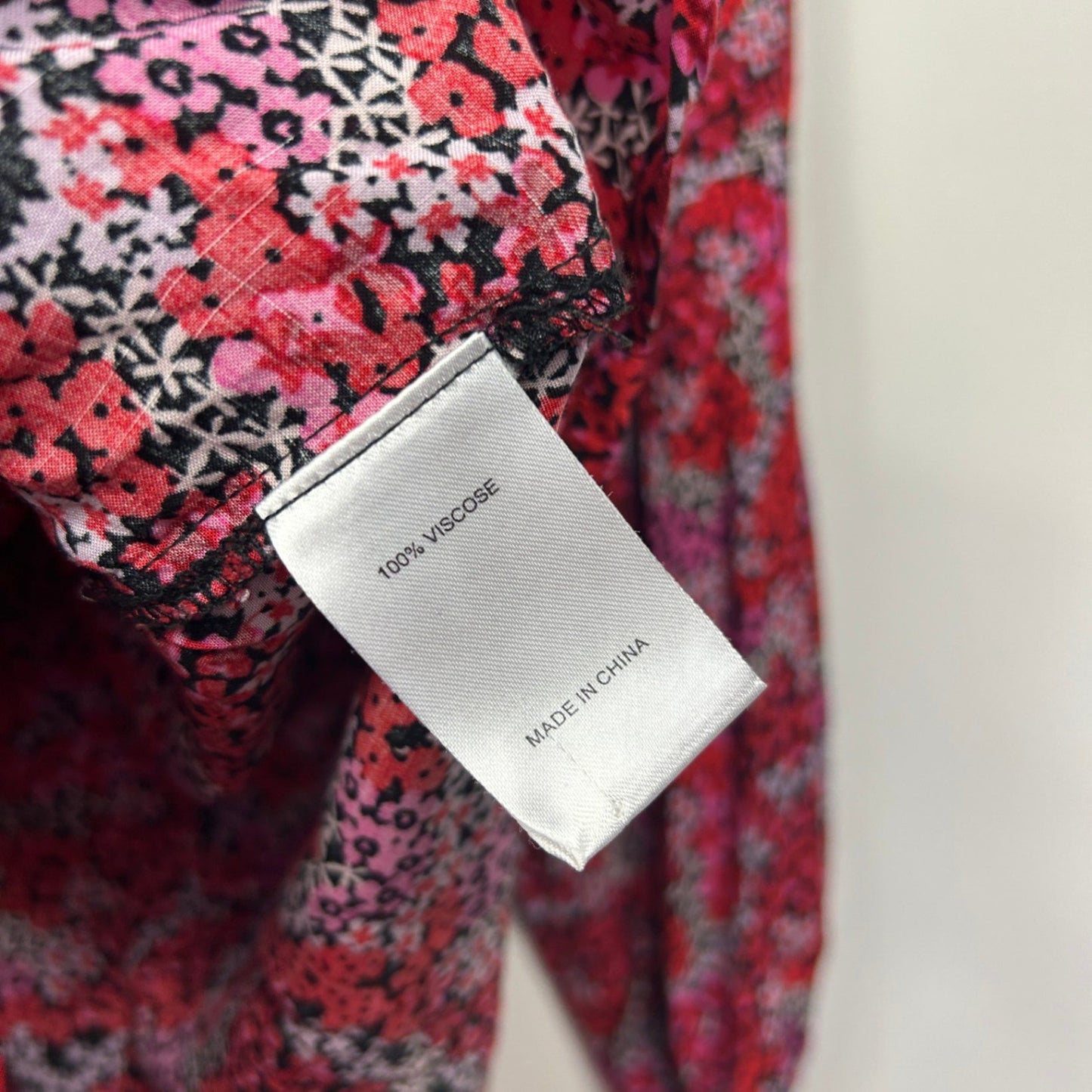 Virtuelle Top Blouse Size 14 Plus Long Sleeve Floral Red Viscose