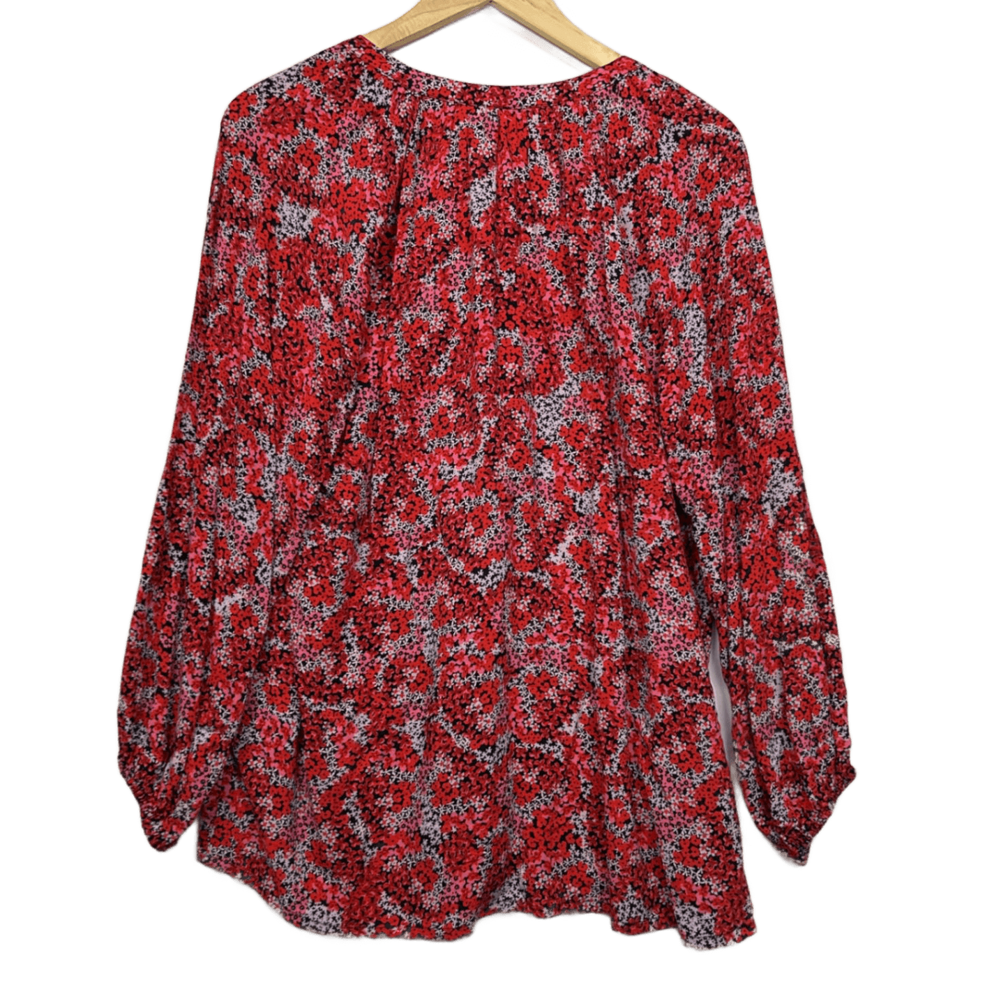 Virtuelle Top Blouse Size 14 Plus Long Sleeve Floral Red Viscose