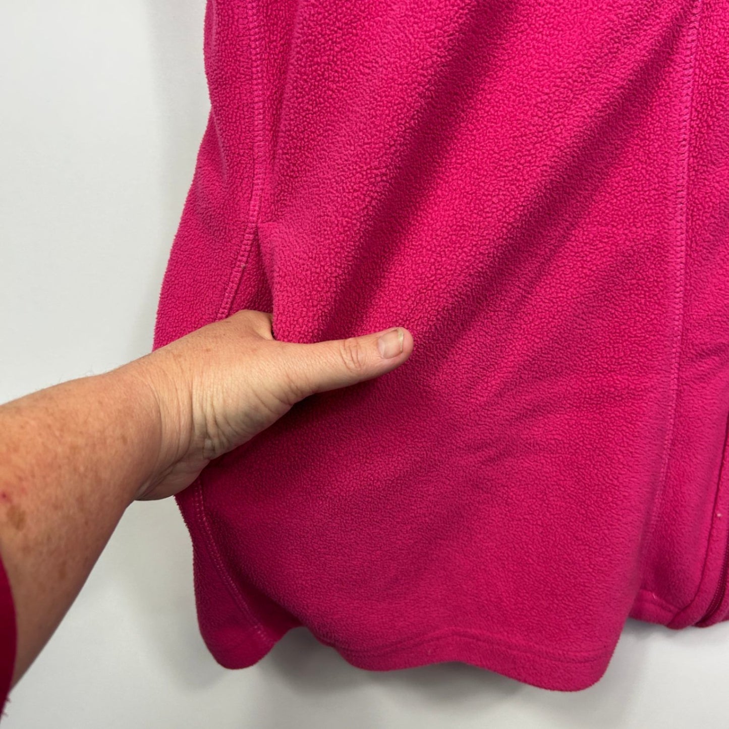 Woman Within Fleece Vest Size 18 16 1XL Pink Sleeveless Pockets
