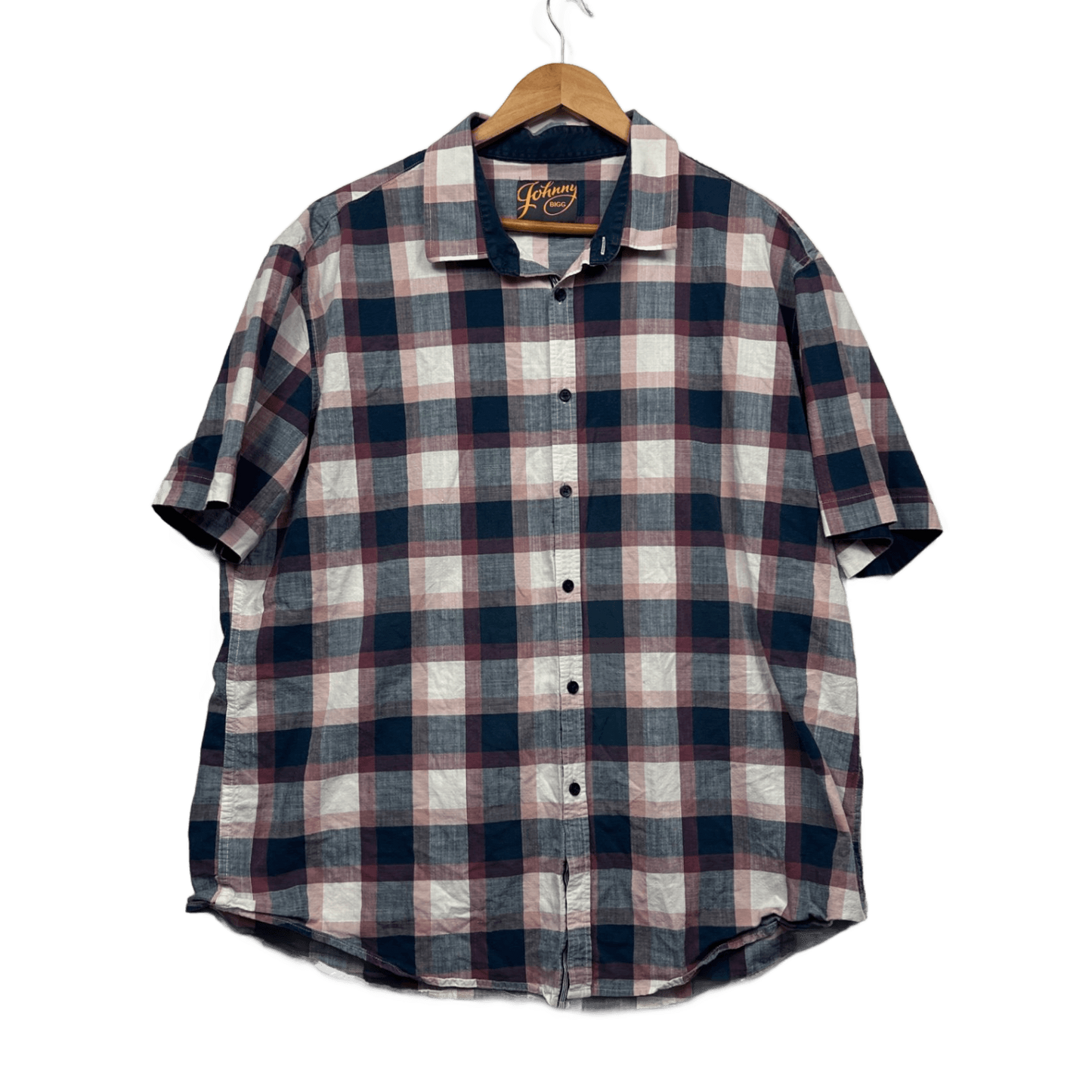Johnny Bigg Mens Short Sleeve Button Up Casual Shirt Check Plaid Size 3XL
