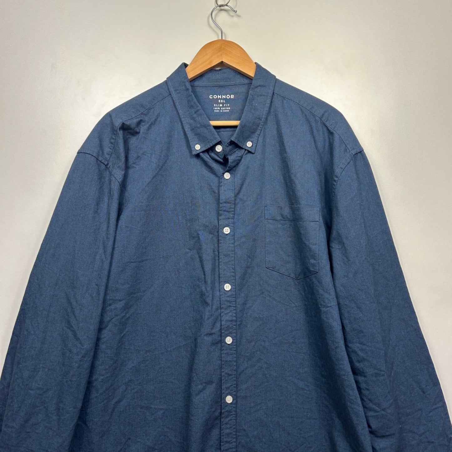 Connor Long Sleeve Shirt Size 3XL Blue Long Sleeve 100% Cotton Slim Fit