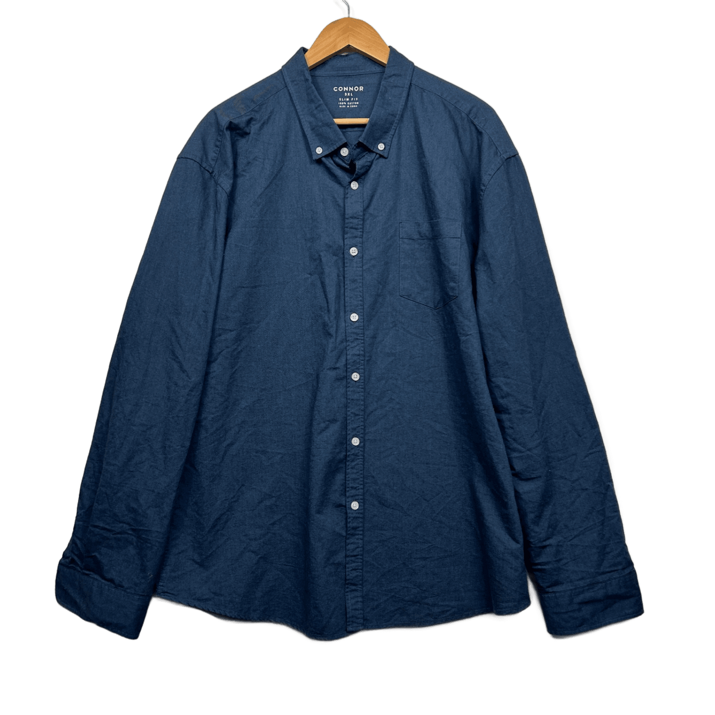 Connor Long Sleeve Shirt Size 3XL Blue Long Sleeve 100% Cotton Slim Fit