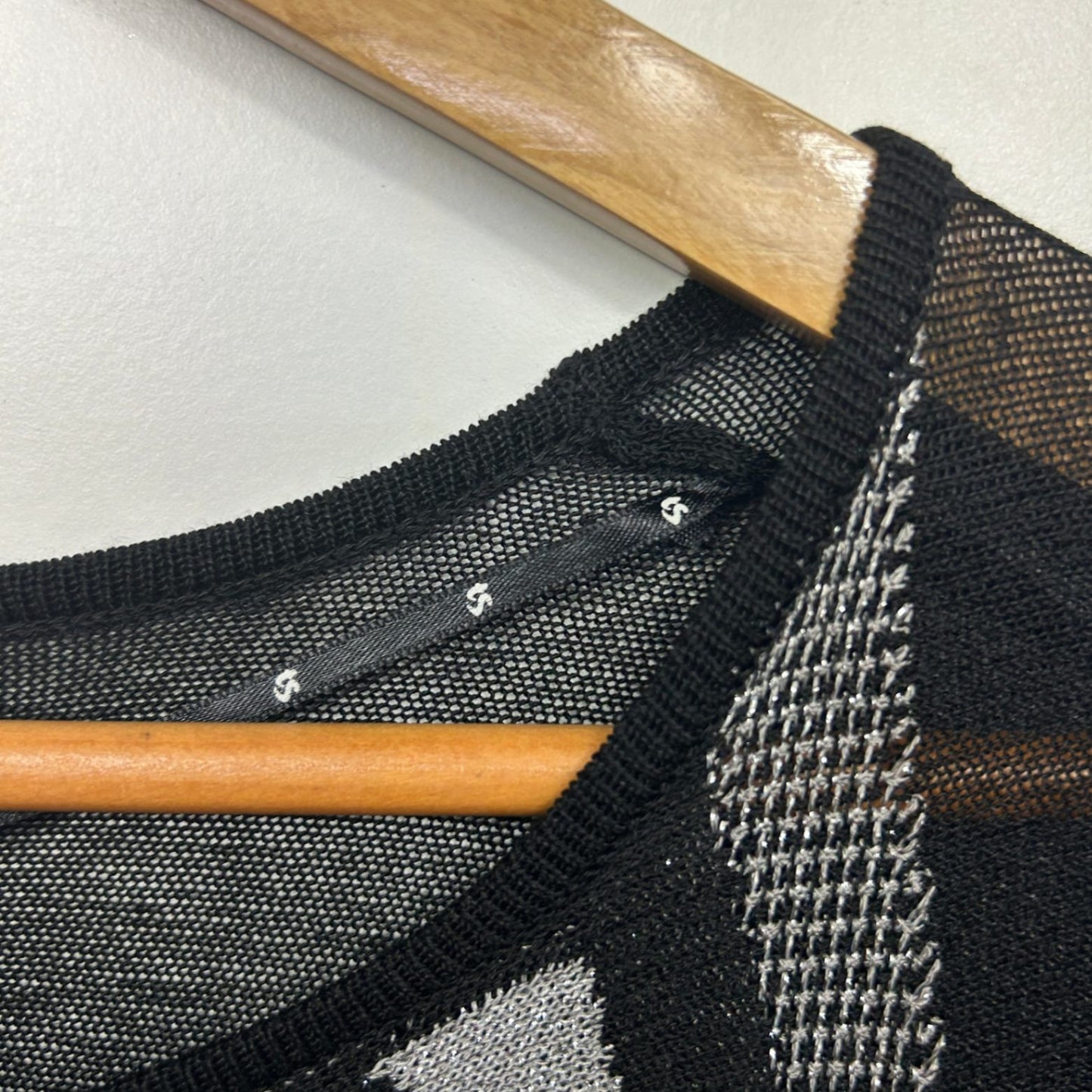 Taking Shape Black Sheer Knit Top Size 18 20 22 Geometric Layering Evening Wear