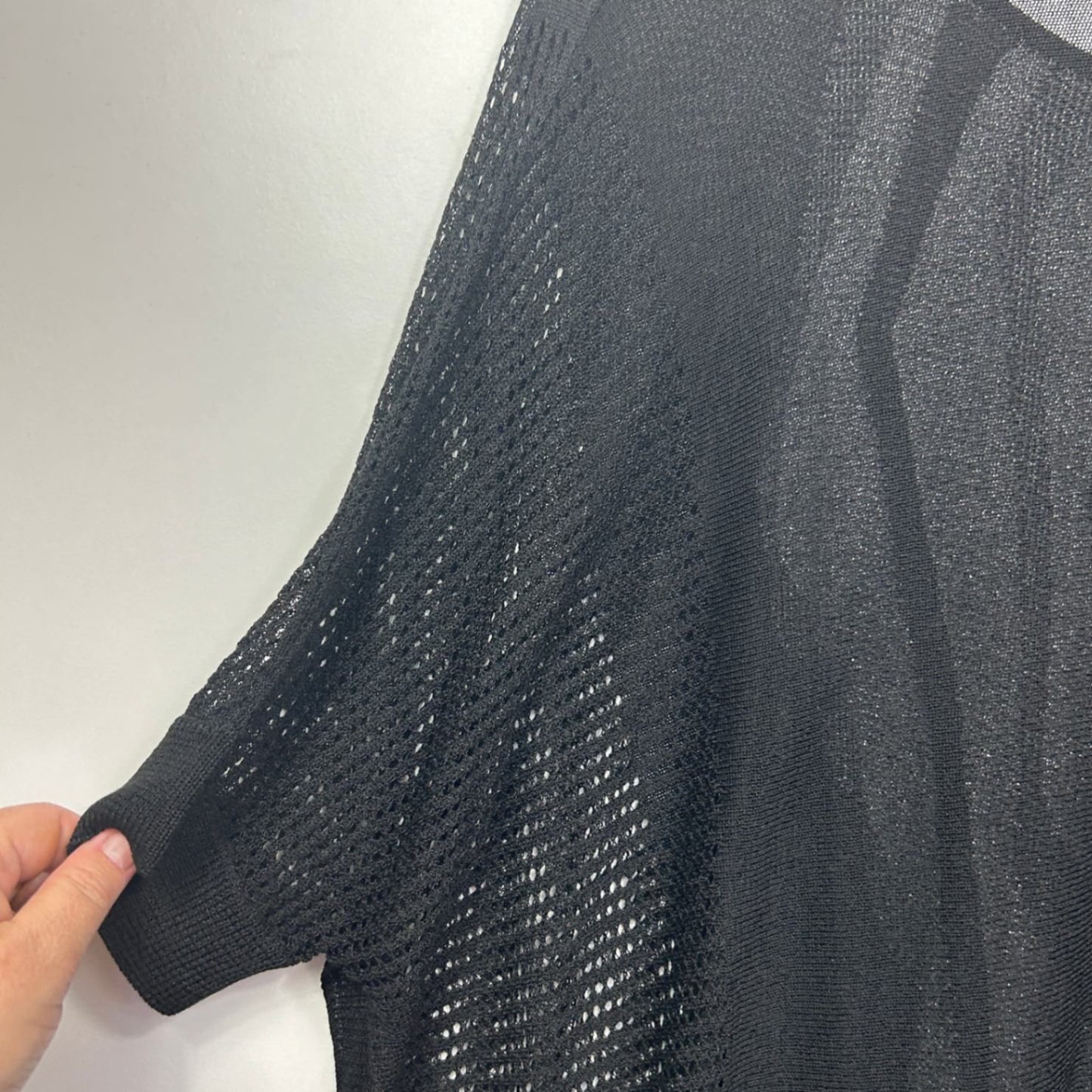 Taking Shape Black Sheer Knit Top Size 18 20 22 Geometric Layering Evening Wear