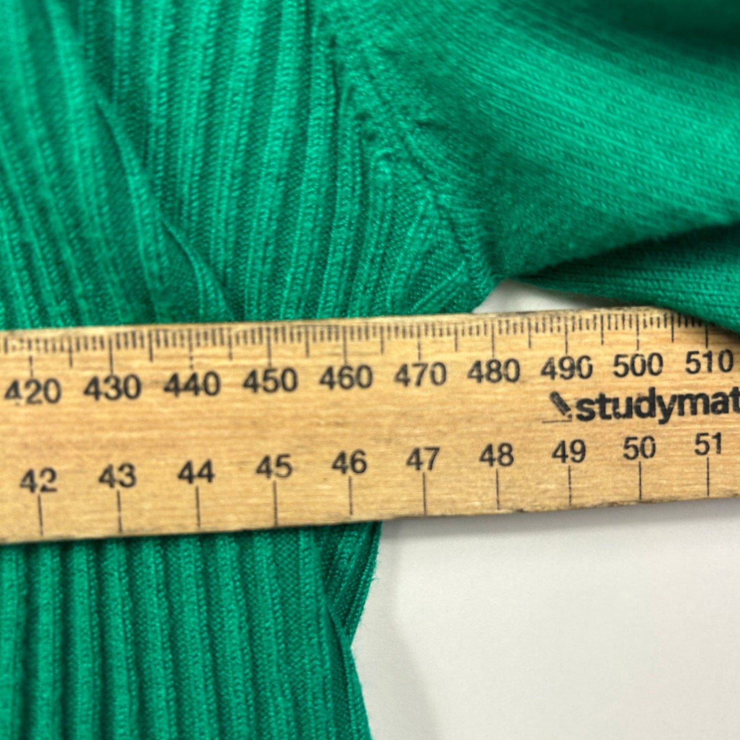 Green Ribbed Knit Cardigan Size 16 18 Long Sleeve Open Front Stretchy Jumper Knit Top