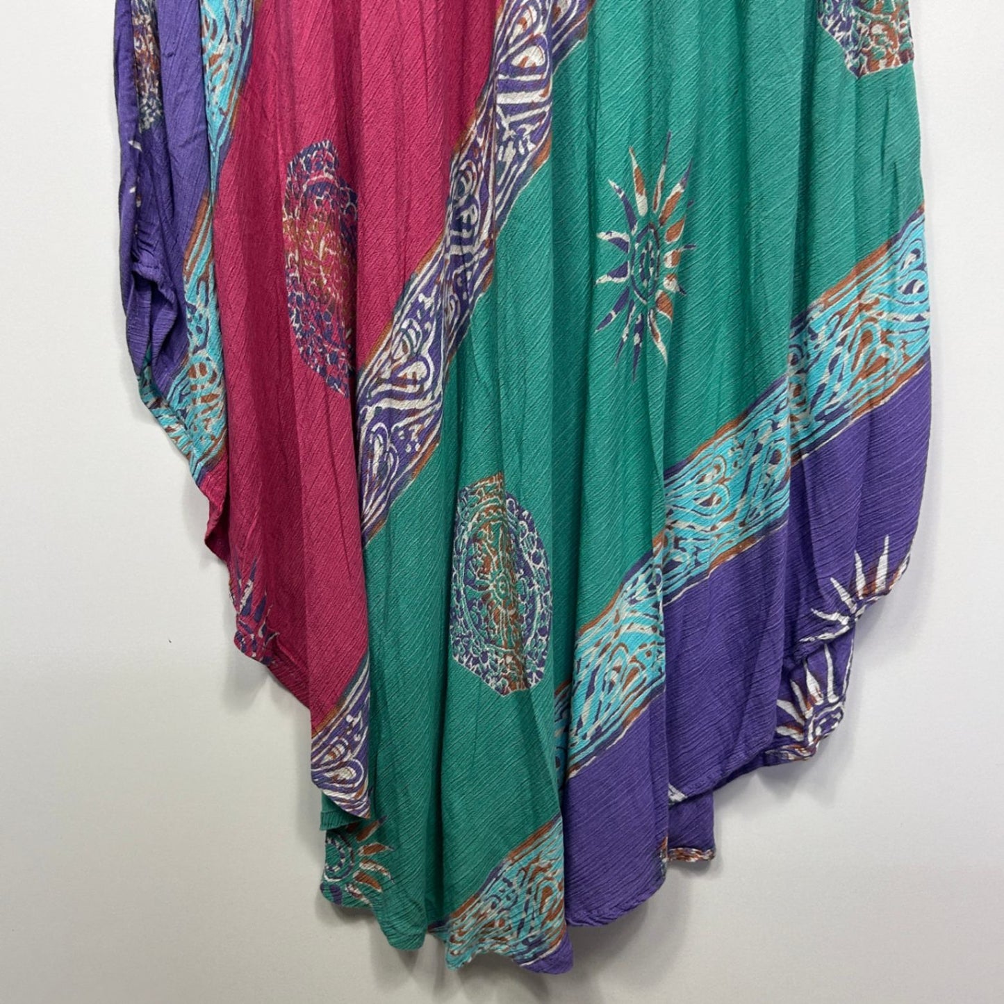 Boho Maxi Dress One Size 14 16 Multicoloured Sleeveless 100% Cotton