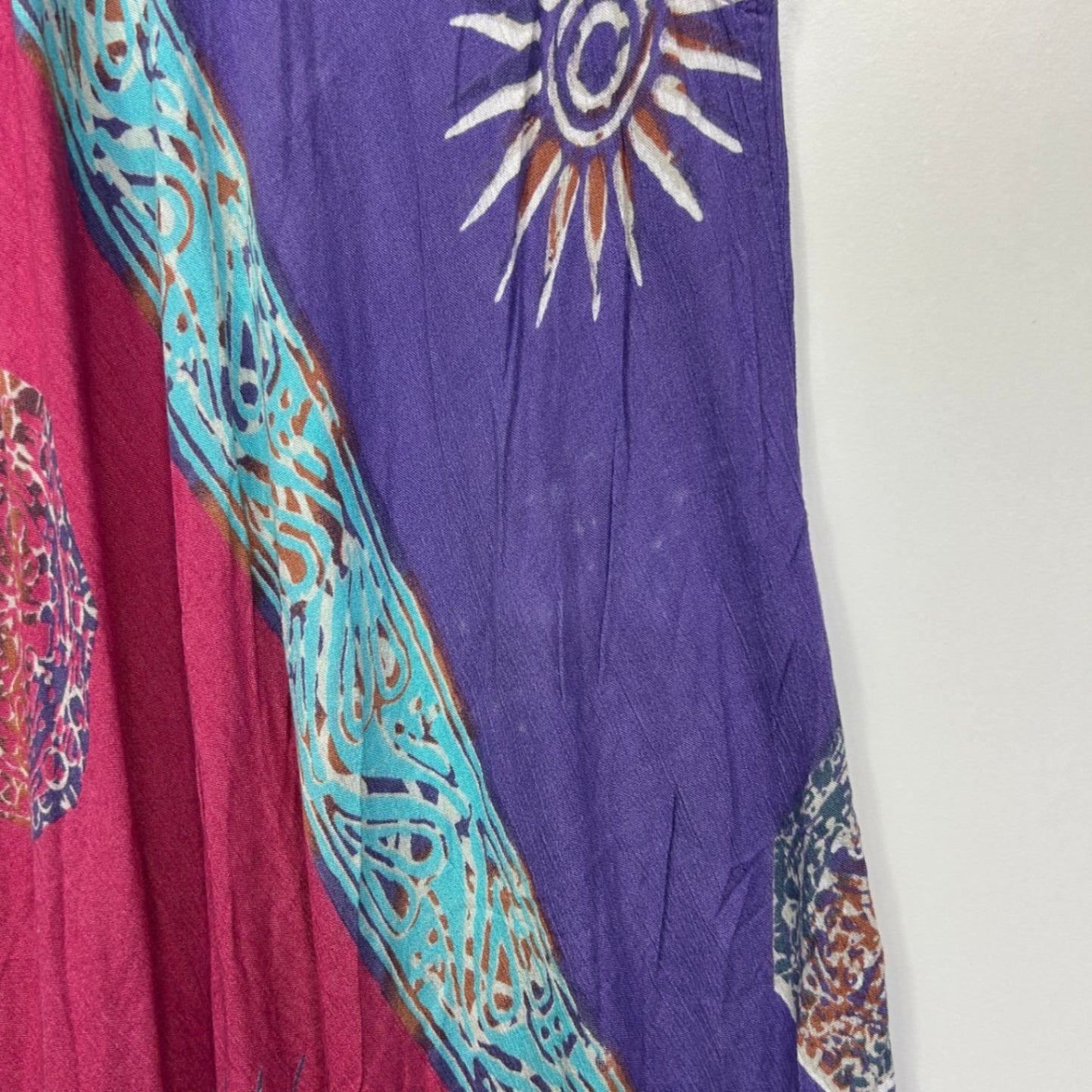 Boho Maxi Dress One Size 14 16 Multicoloured Sleeveless 100% Cotton