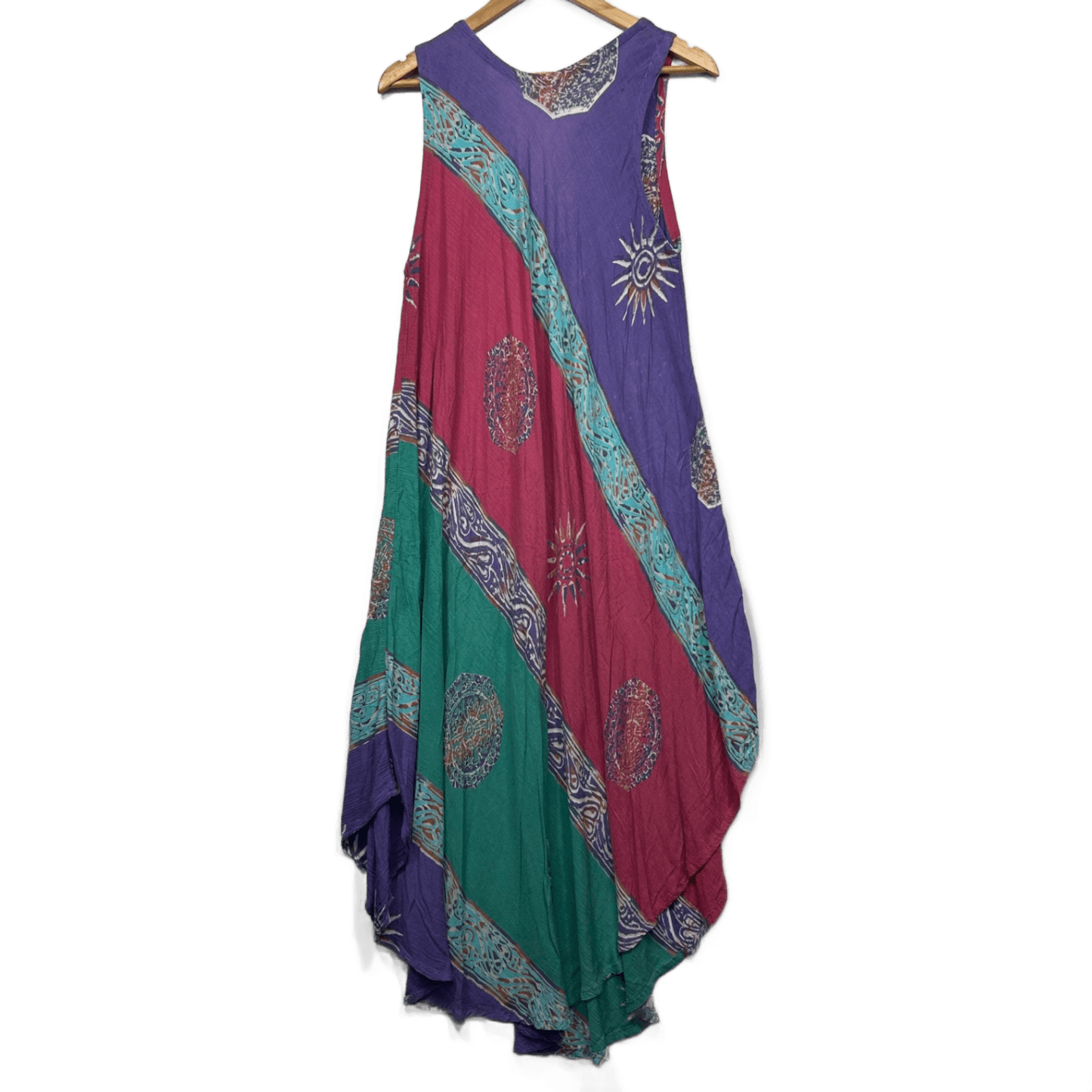 Boho Maxi Dress One Size 14 16 Multicoloured Sleeveless 100% Cotton
