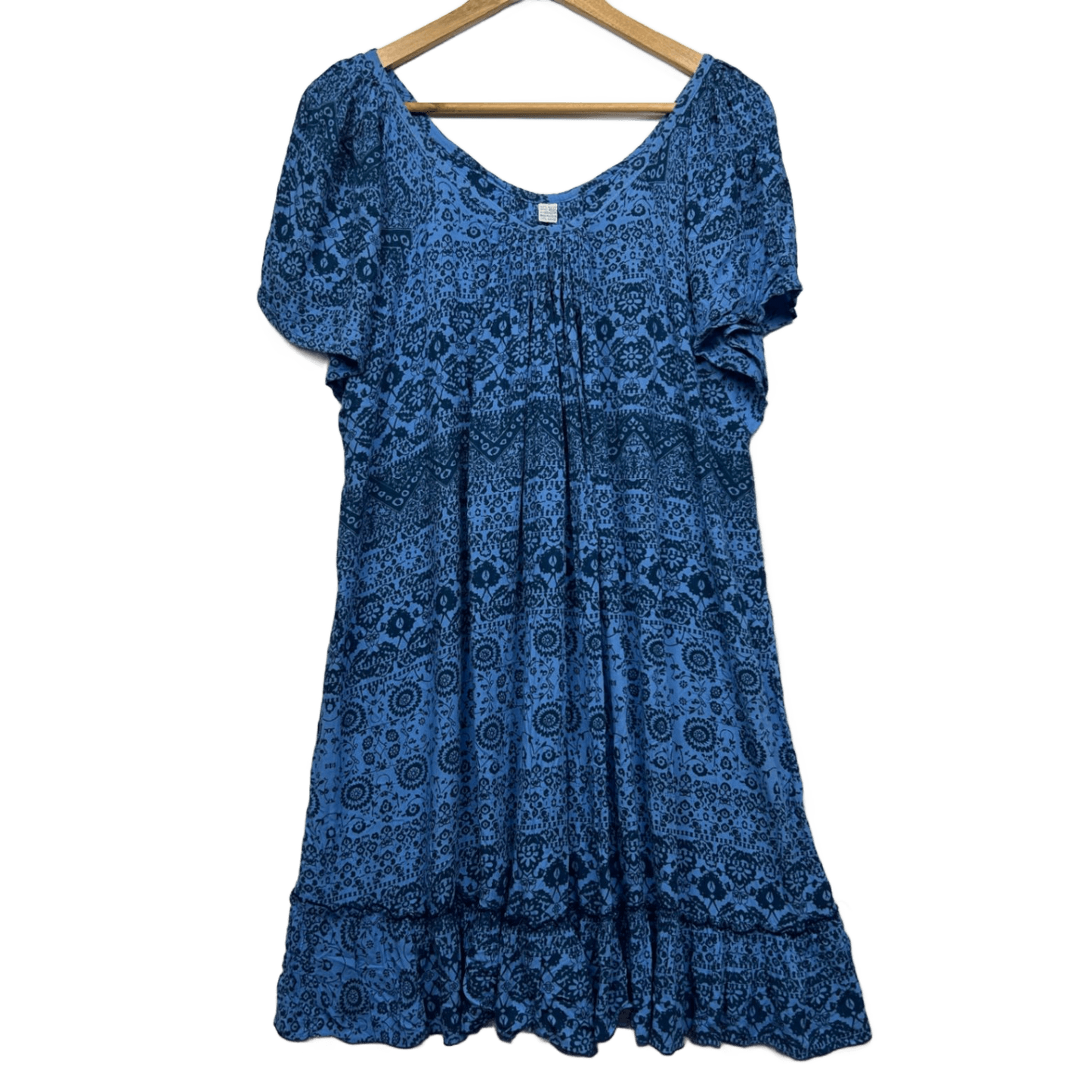 Boho Dress Size Size 14 16 Purple/Blue Short Sleeve Rayon