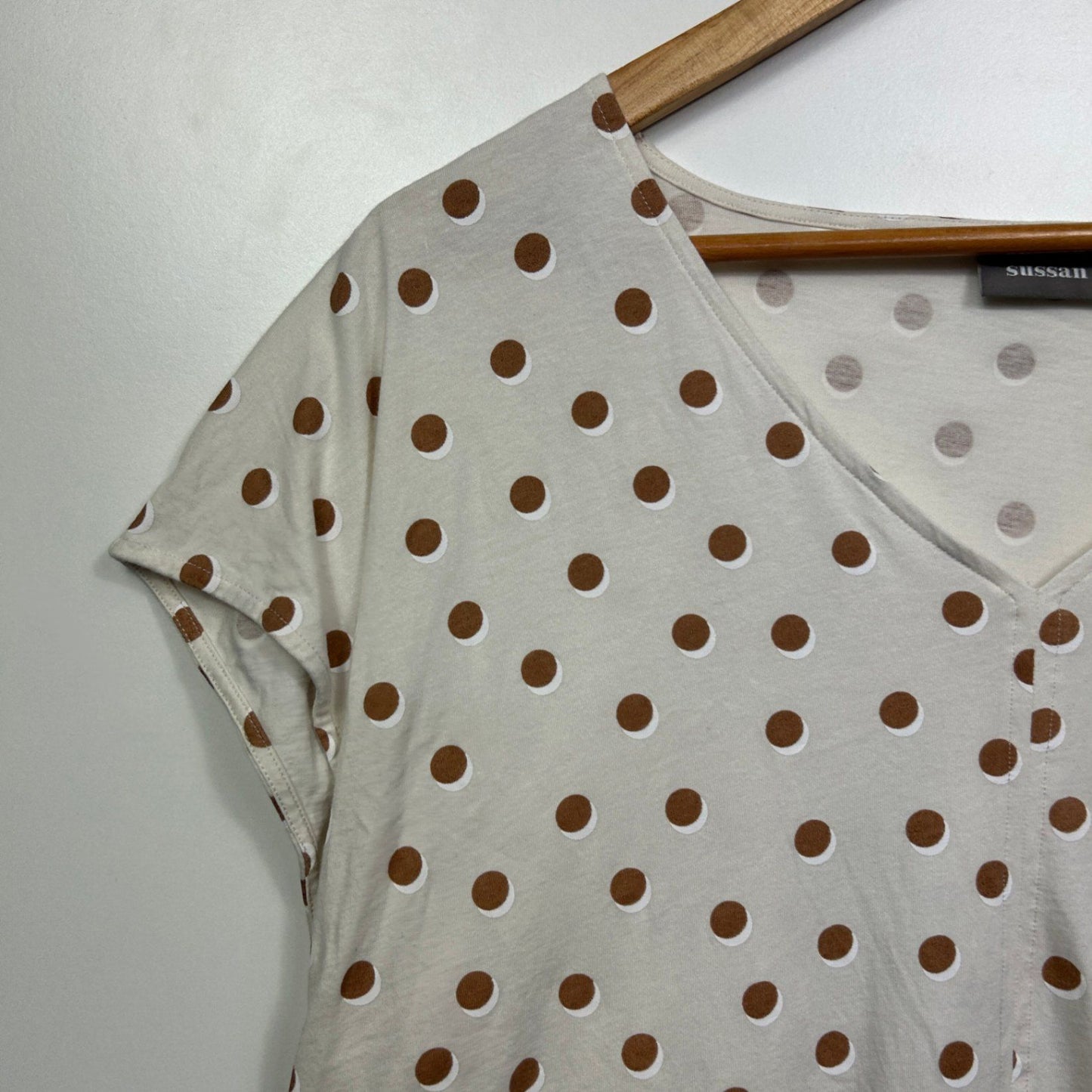 Sussan T-Shirt Top Size 16 XL Short Sleeve Polka Dots 100% Australian Cotton