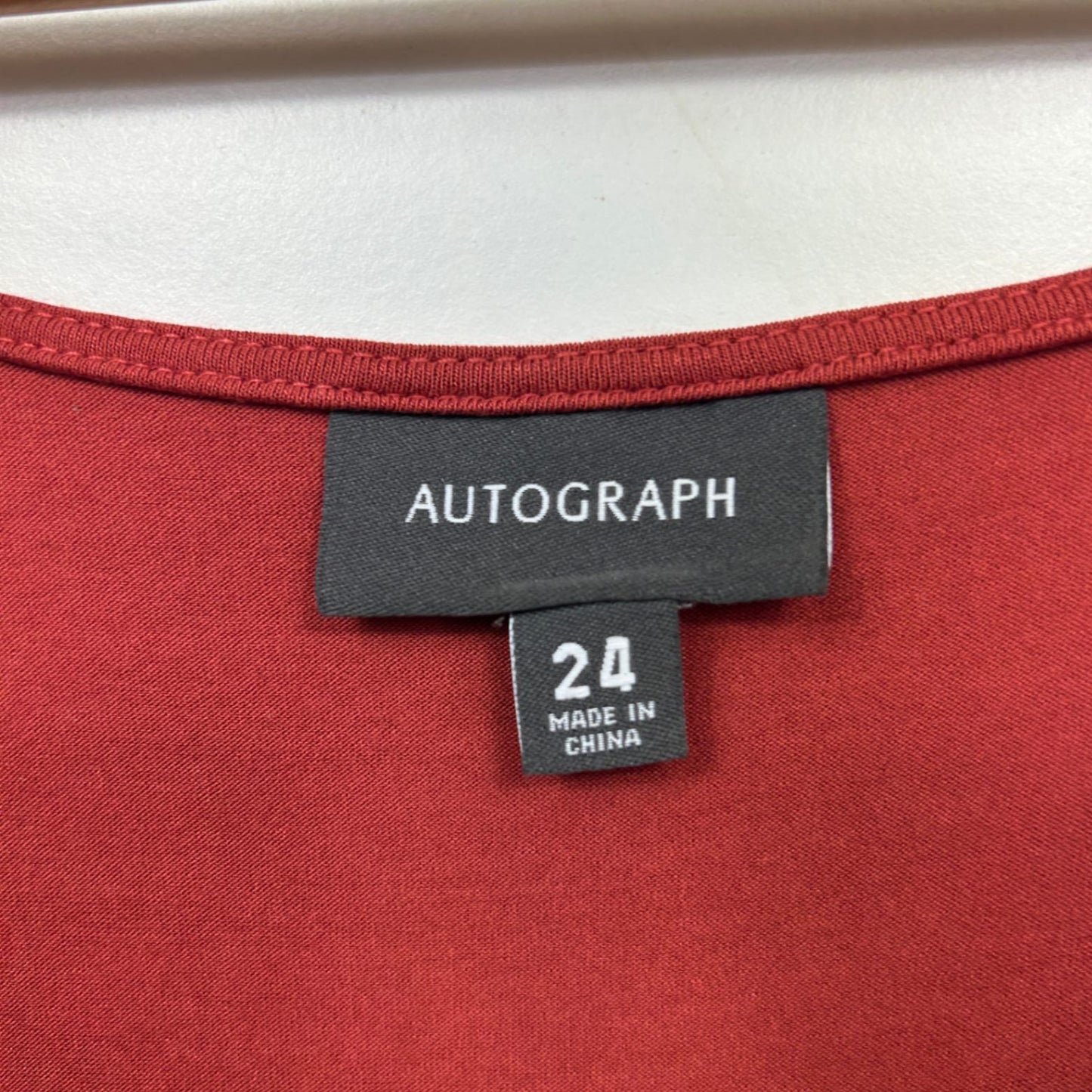 Autograph Top Size 24 Red Short Sleeve Casual Button Up