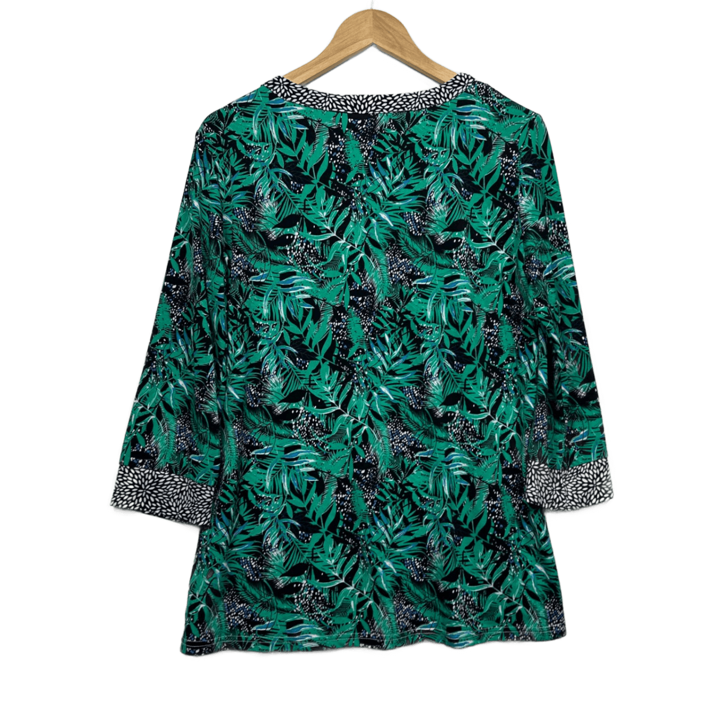 Regatta Top Size 14 Green Long Sleeve Floral Leaf Print