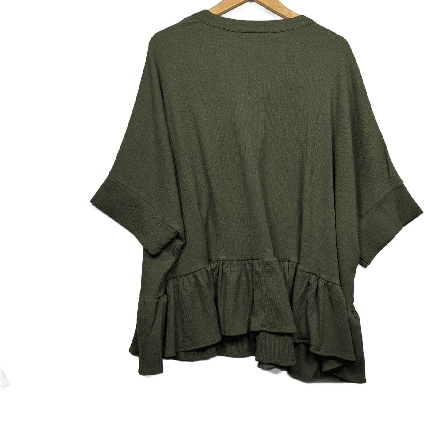 Beme Smock Top Size 14 16 Plus Olive Green Short Sleeve