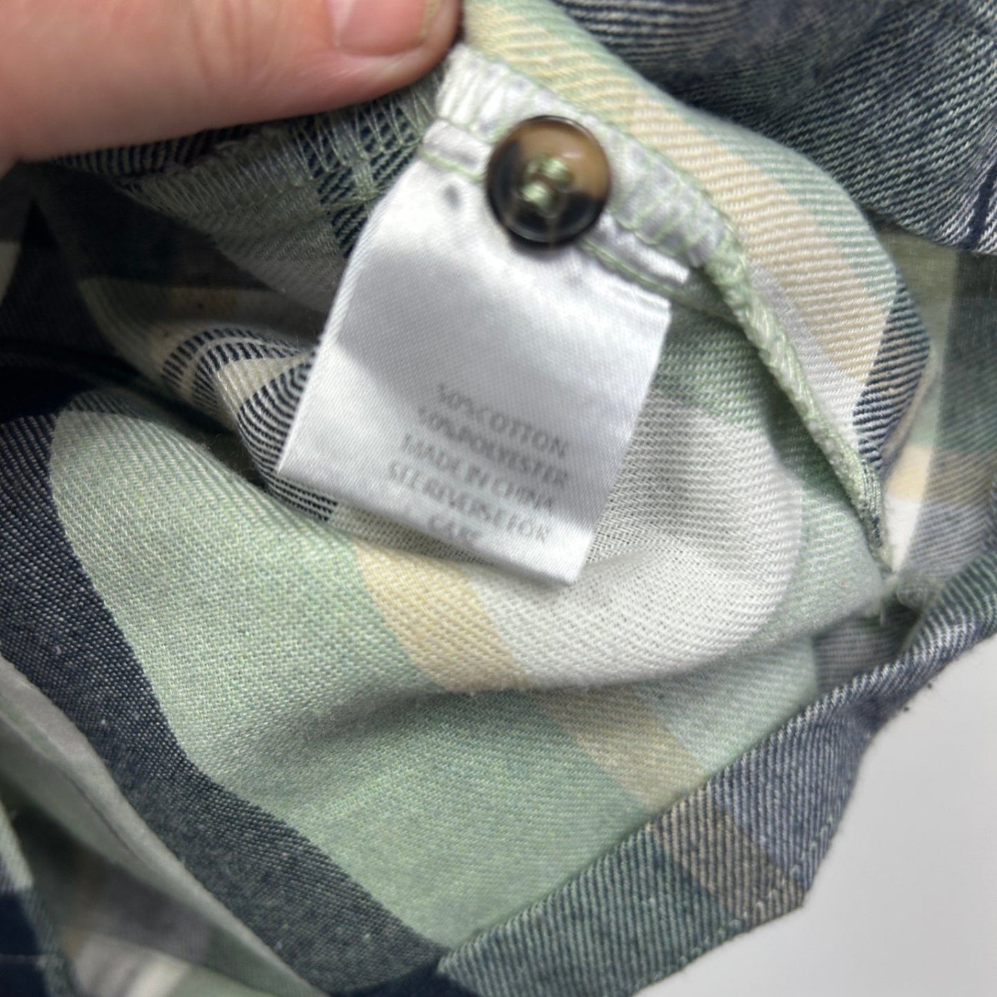 Ally Shirt Size 14 Button Up Long Sleeve Flannel Check Green Navy