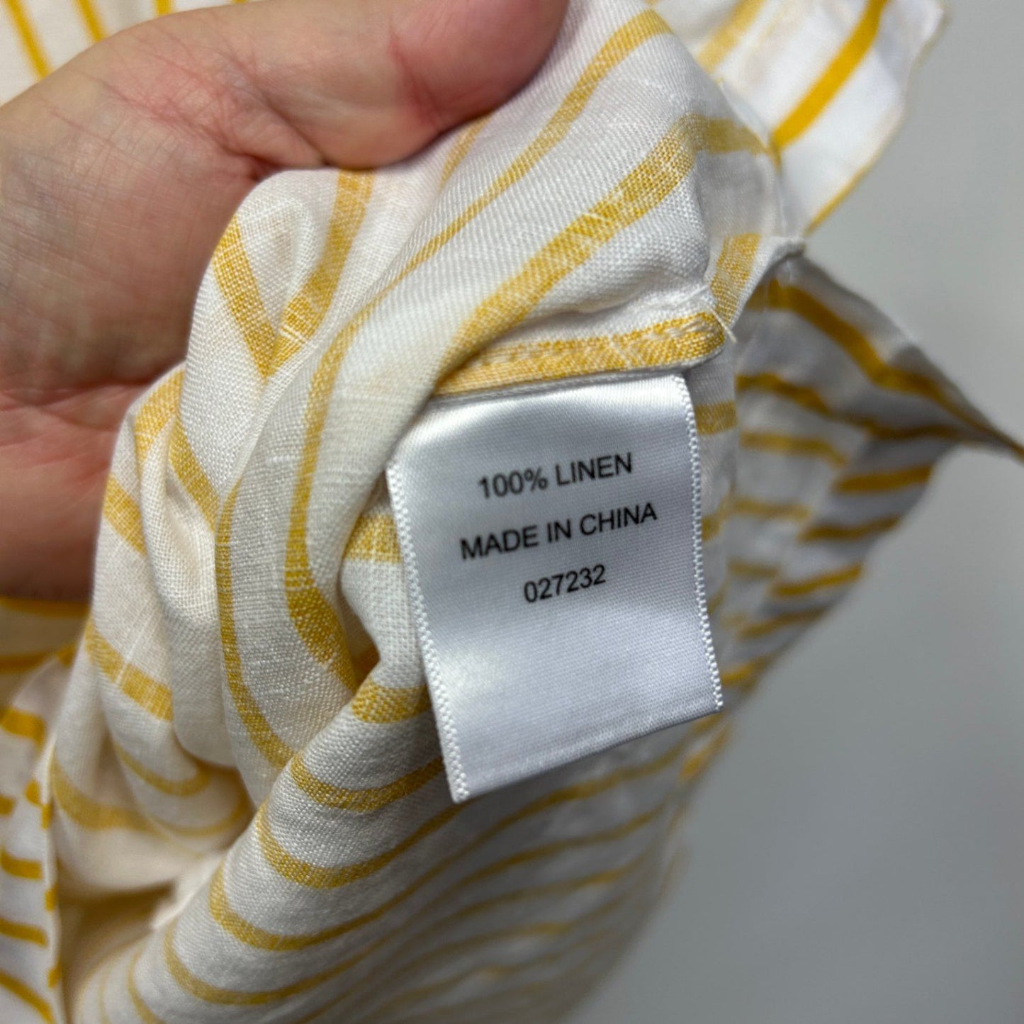 Sussan Linen Dress Size 18 Yellow White Sleeveless Midi Pockets Striped Shift Size 18