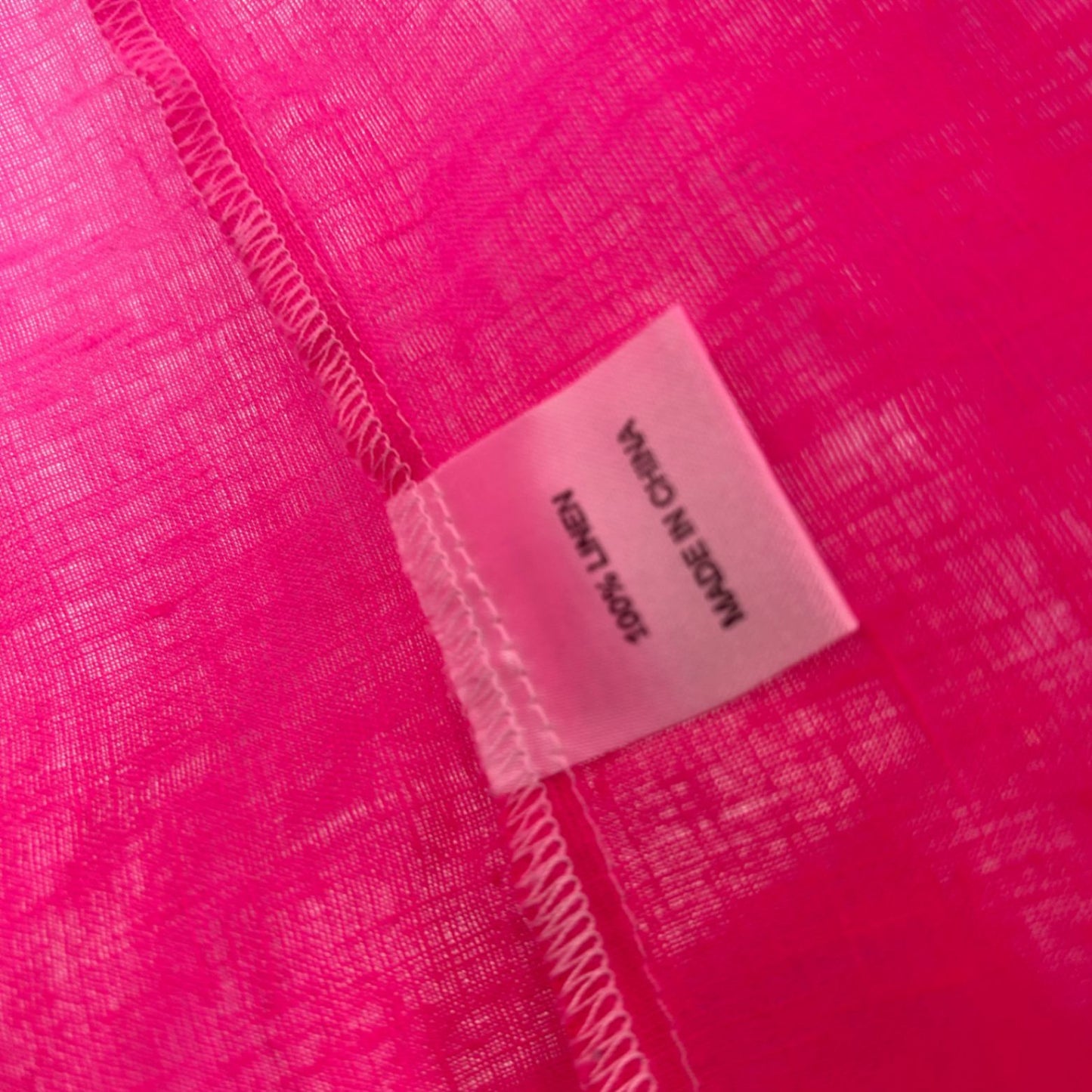 See Saw Linen Top Size 14 Pink White Ombre Short Sleeve