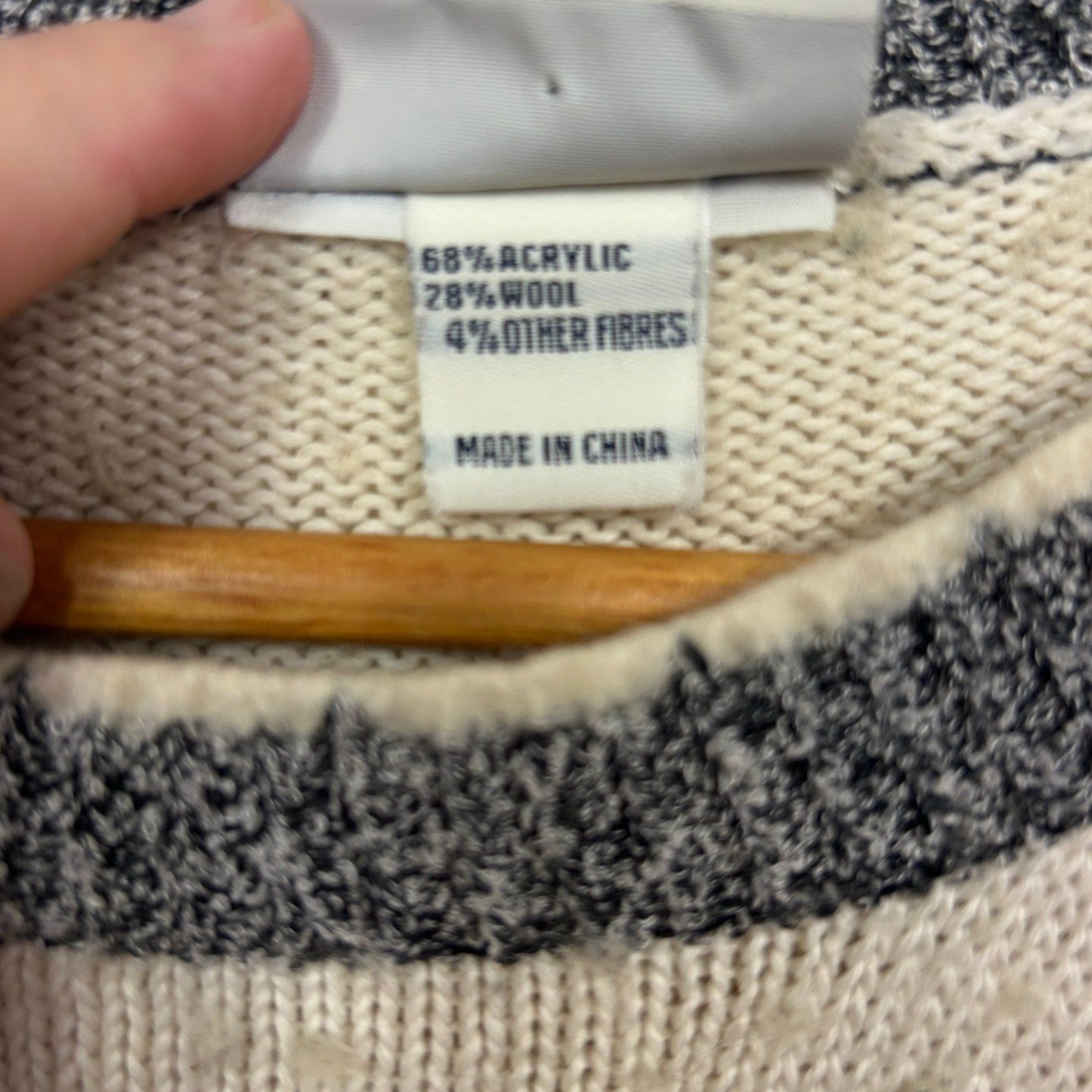 Vintage Katies Jumper Size 14 Cream Grey Wool Blend Skater Winter Retro Fair Isle