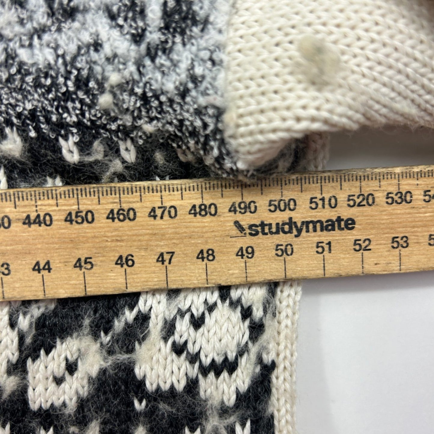 Vintage Katies Jumper Size 14 Cream Grey Wool Blend Skater Winter Retro Fair Isle