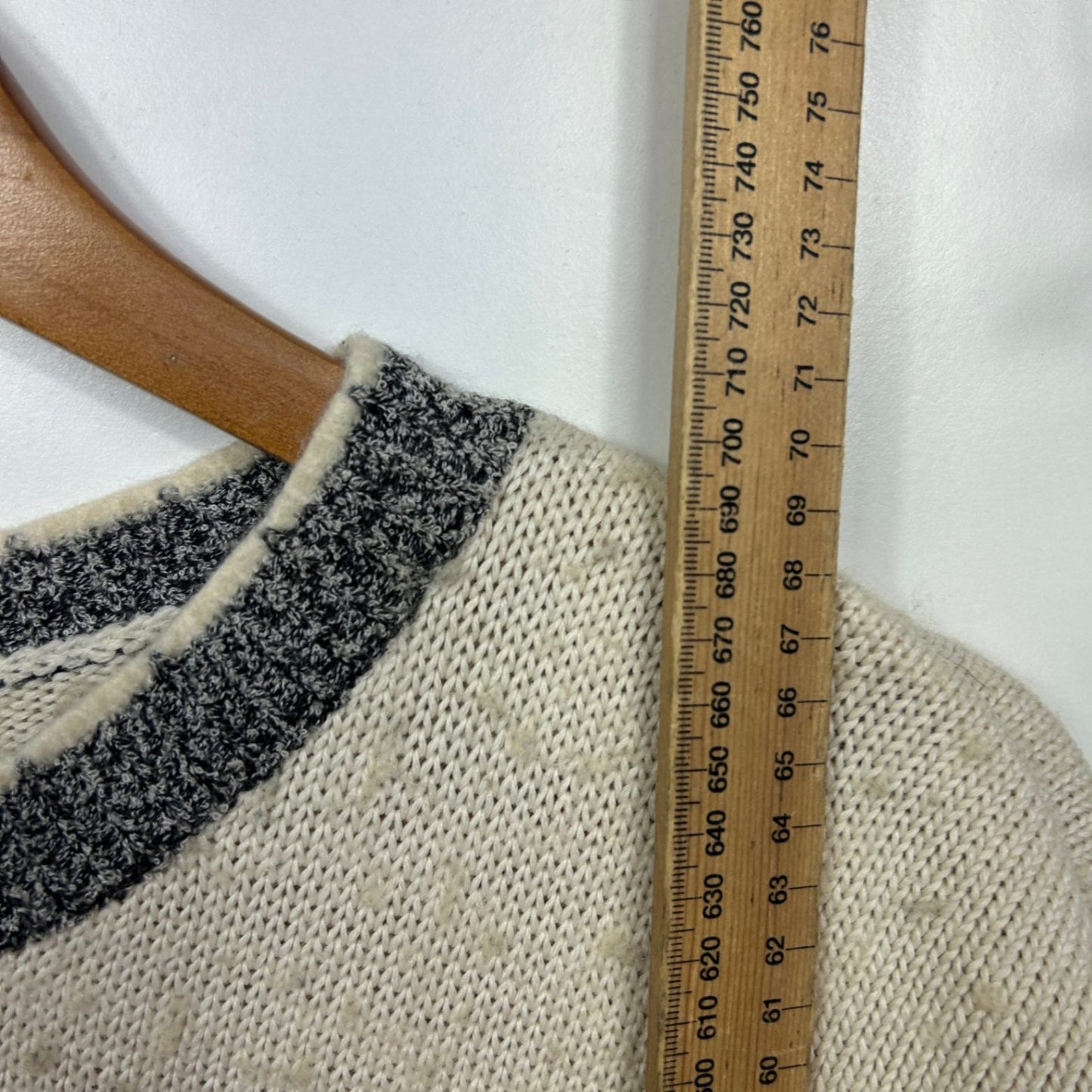 Vintage Katies Jumper Size 14 Cream Grey Wool Blend Skater Winter Retro Fair Isle